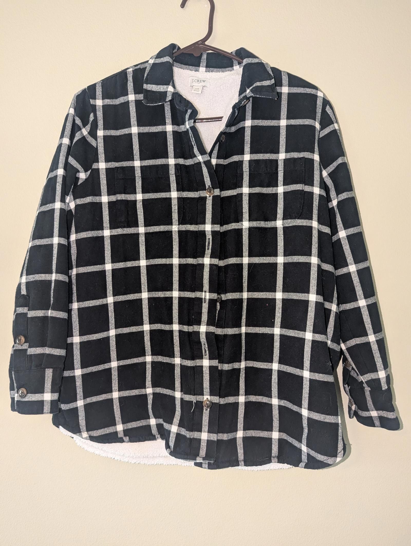 J.Crew Vintage J.Crew Sherpa Lined Black and White Plaid Flannel XS Size XS / US 0-2 / IT 36-38 - 1 Thumbnail