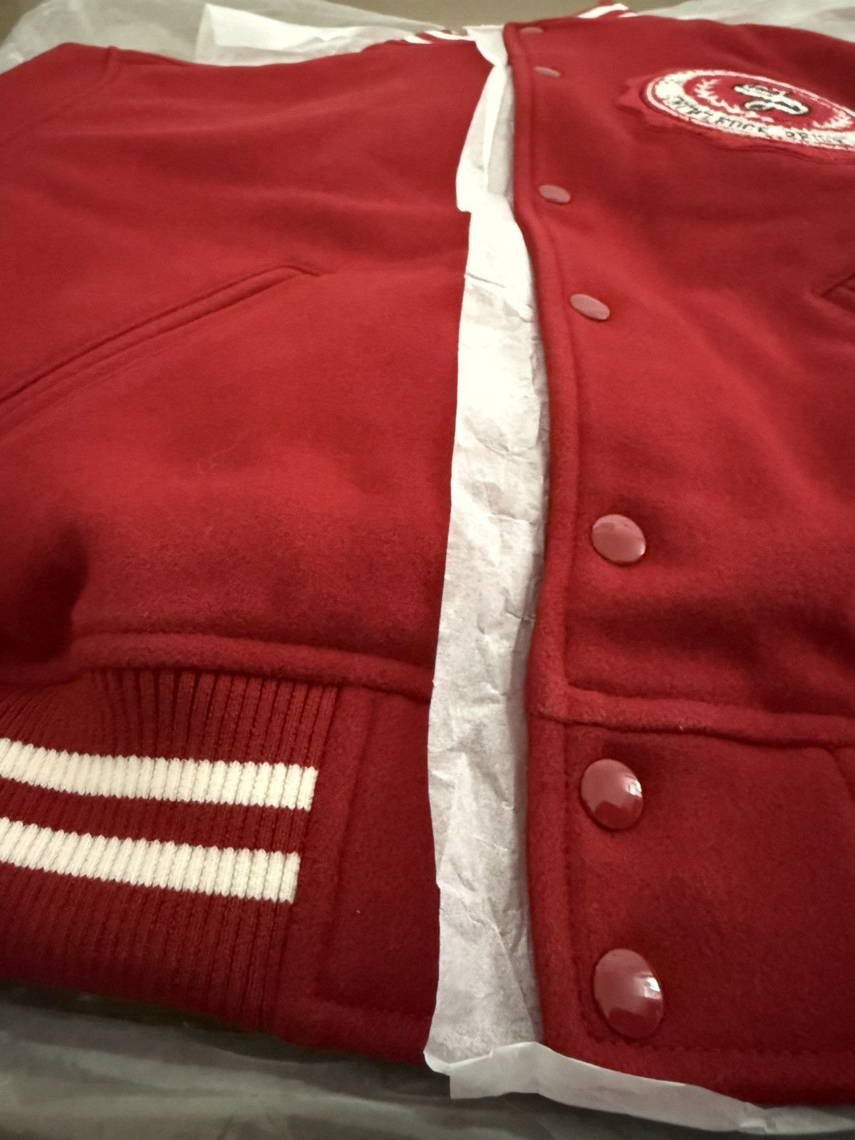 Supreme SUPREME VERITAS VARSITY JACKET SIZE MEDIUM RED Size US M / EU 48-50 / 2 - 3 Thumbnail