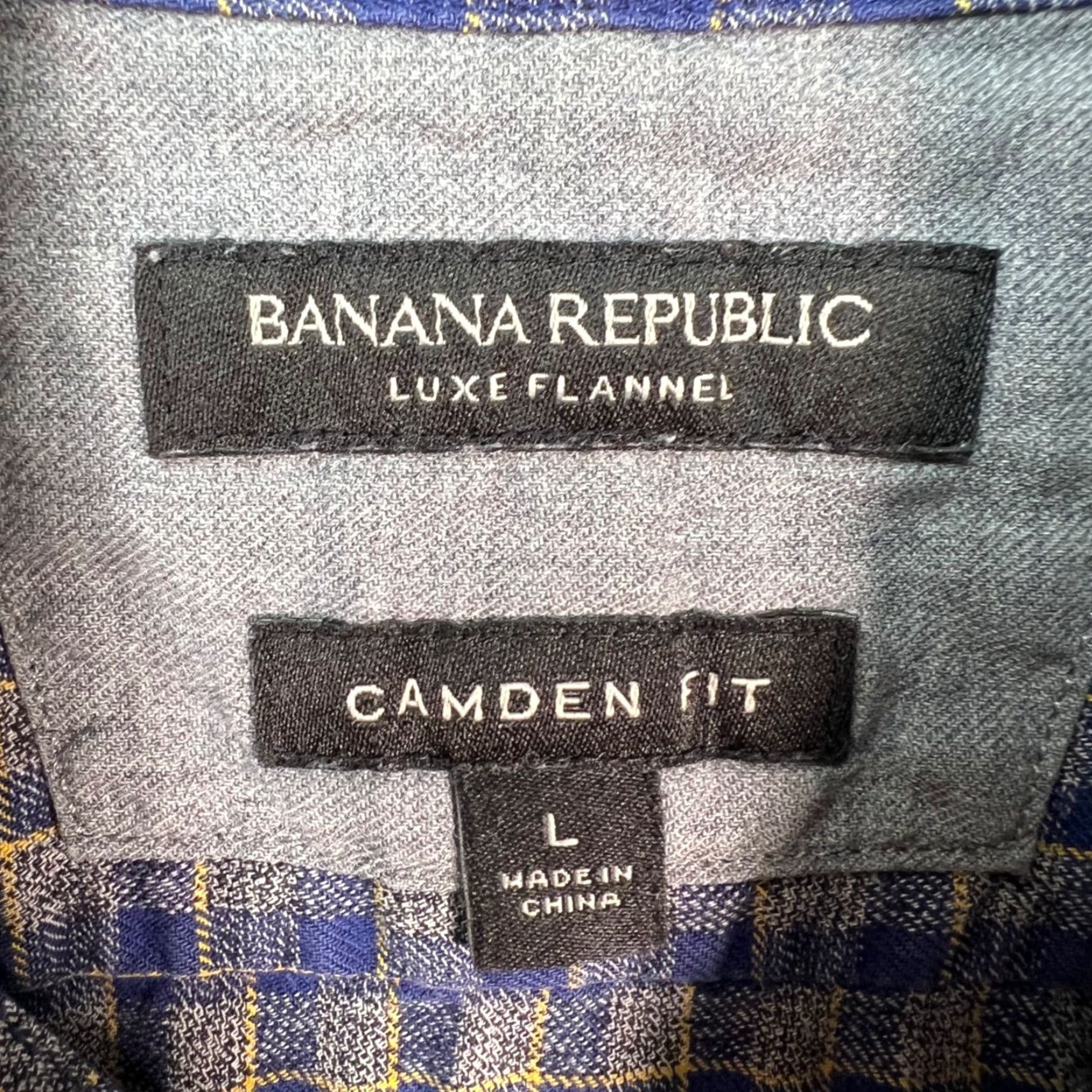 Banana Republic Banana Republic Mens Size L Blue Luxe Flannel Camden Fit Plaid Shirt Size US L / EU 52-54 / 3 - 3 Thumbnail