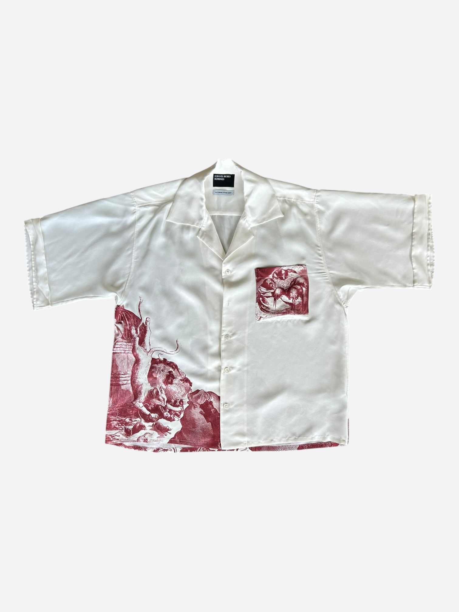 Enfants Riches Deprimes White & Red Rat Palace Silk Button Up Shirt Size US XL / EU 56 / 4 - 1 Thumbnail