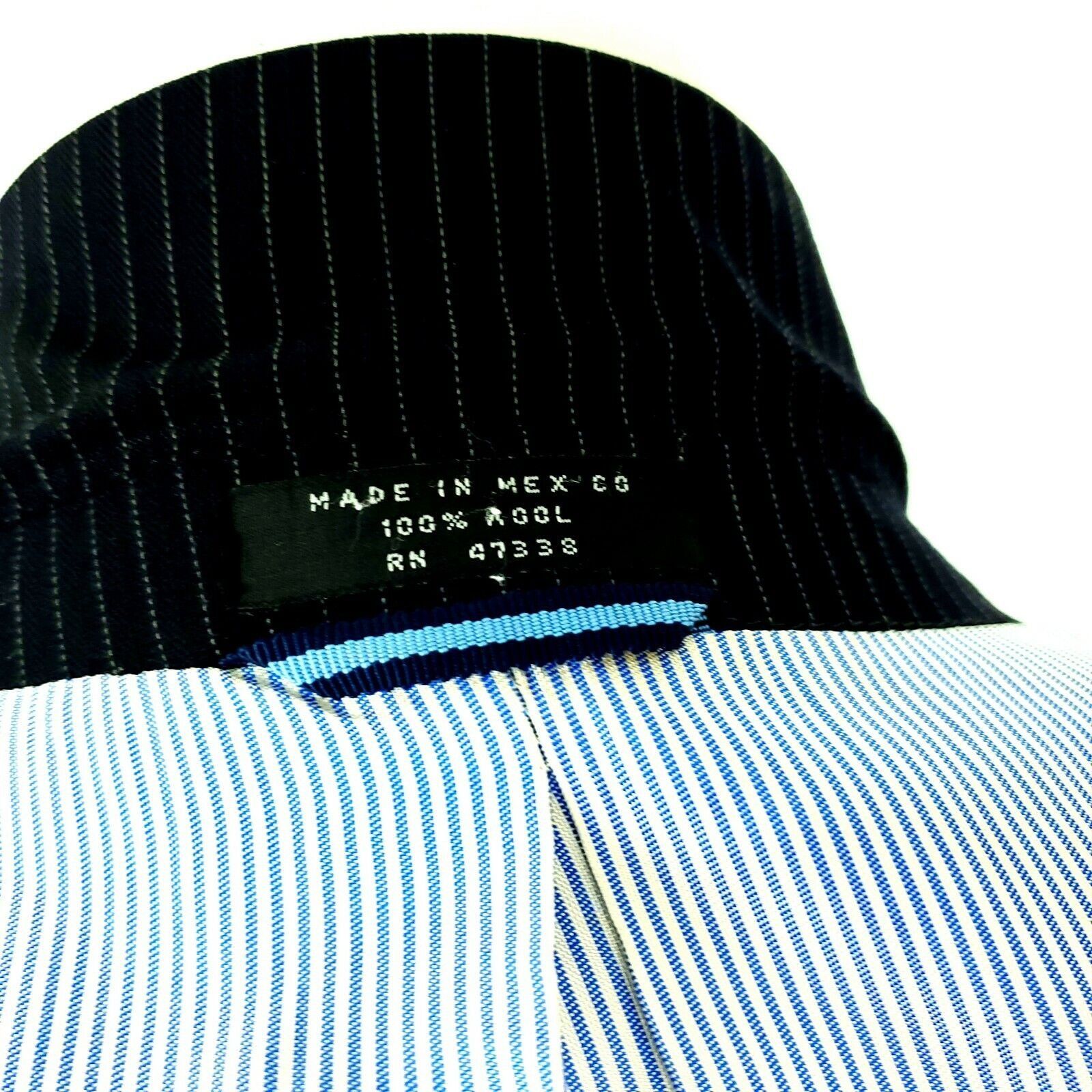 Tommy Hilfiger Tommy Hilfiger Wool 2 Button 2 Piece Suit 40R Blue Herringbo Size 40R - 9 Thumbnail