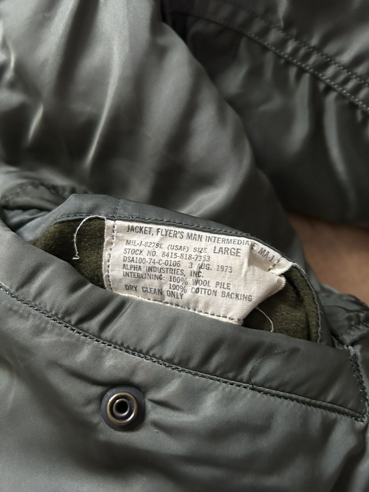 1973 Alpha Industries USAF MA-1 Flight Jacket