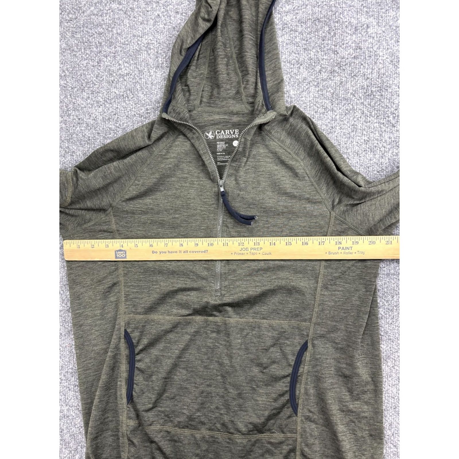 Vintage Carve Designs Hoodie Shirt Womens XL Green 1/2 Zip Lightweight Raglan Pockets Size XL / US 12-14 / IT 48-50 - 4 Thumbnail