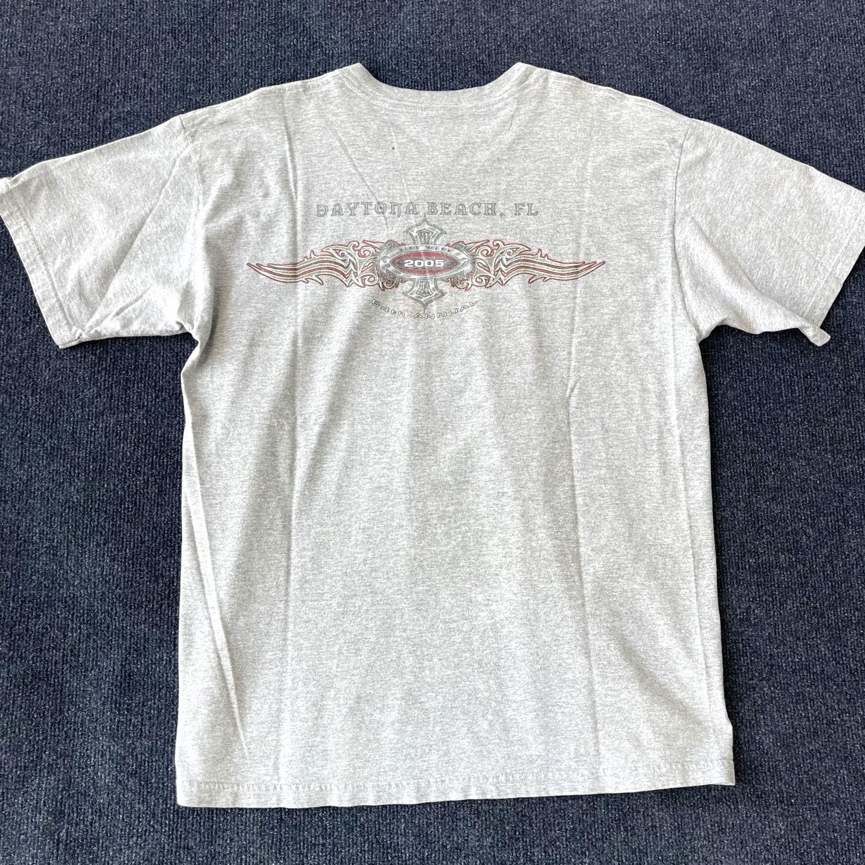 Hanes VINTAGE Daytona Beach Bike Week Shirt Mens Large Gray 2005 Motorcycle Event Flame Tee Size US L / EU 52-54 / 3 - 5 Thumbnail