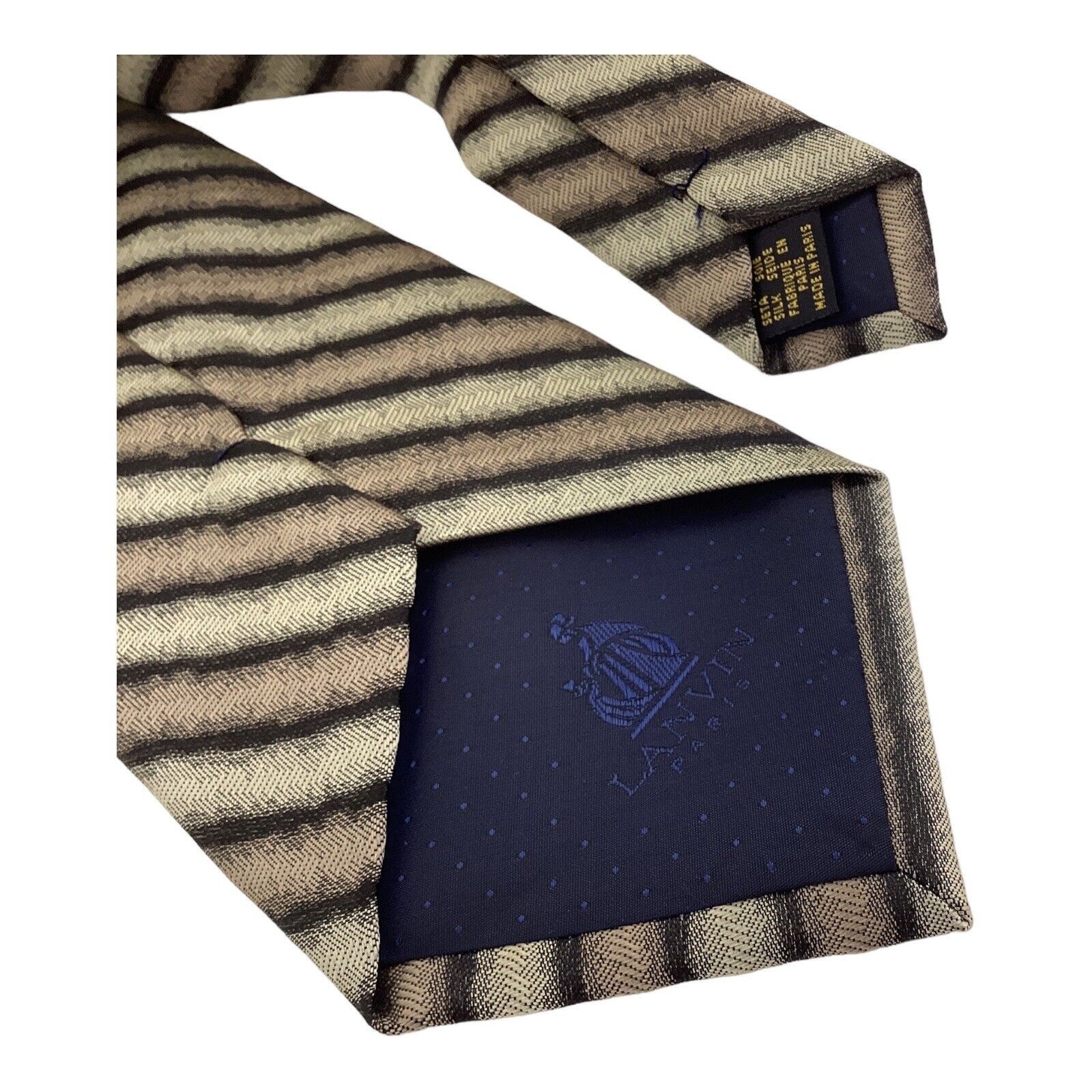 Lanvin LANVIN PARIS Khaki Gray Striped Luxury Designer France Silk Size ONE SIZE - 4 Thumbnail