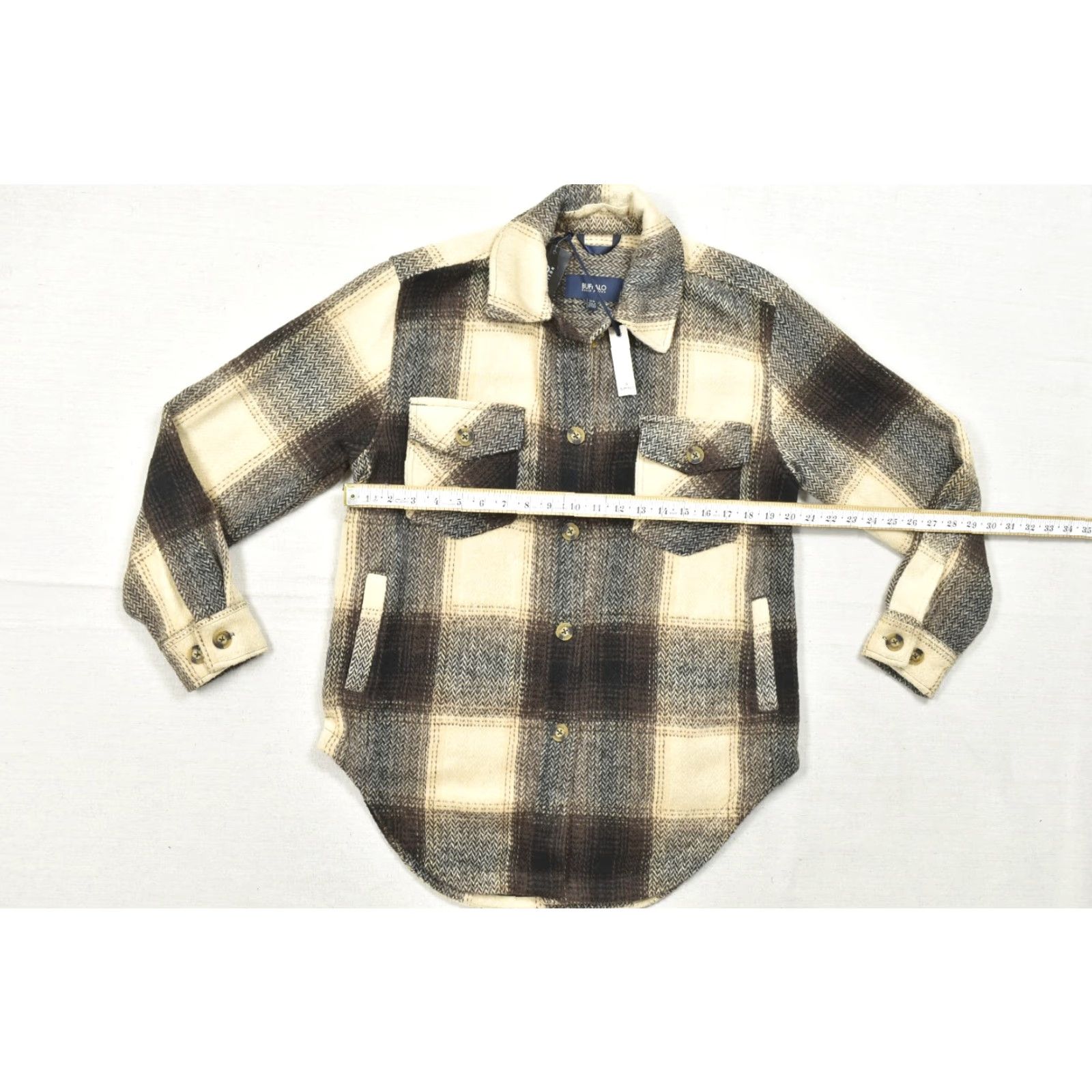 Buffalo David Bitton VINTAGE? No — Buffalo David Bitton Men's Medium Plaid Shirt Jacket Shacket Brown Cream Wool Bl Size US M / EU 48-50 / 2 - 3 Thumbnail