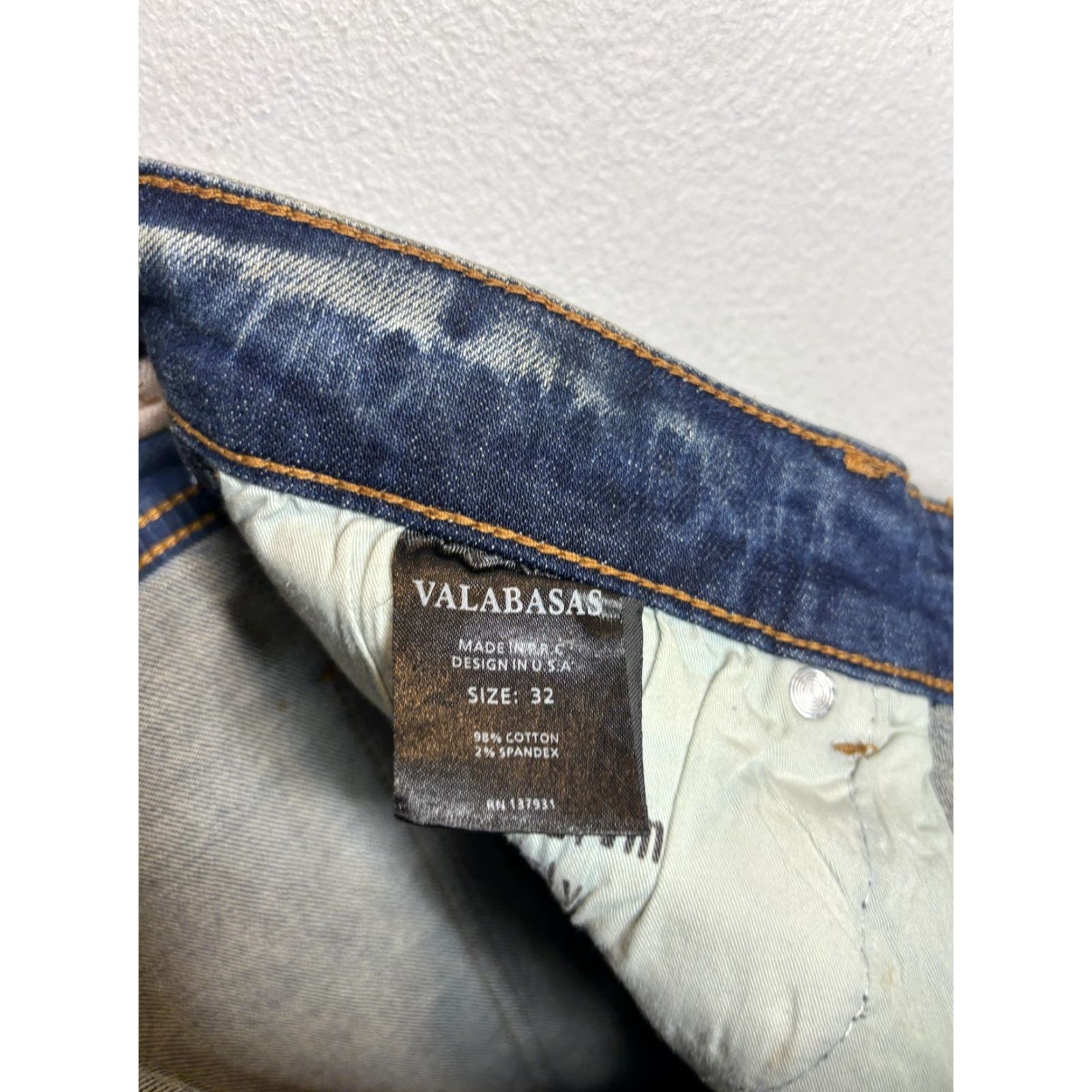 Denime VALABASAS Jeans Mens 32x32 Blue Medium Wash Distressed Skinny Stretch Denim Size US 32 / EU 48 - 6 Thumbnail