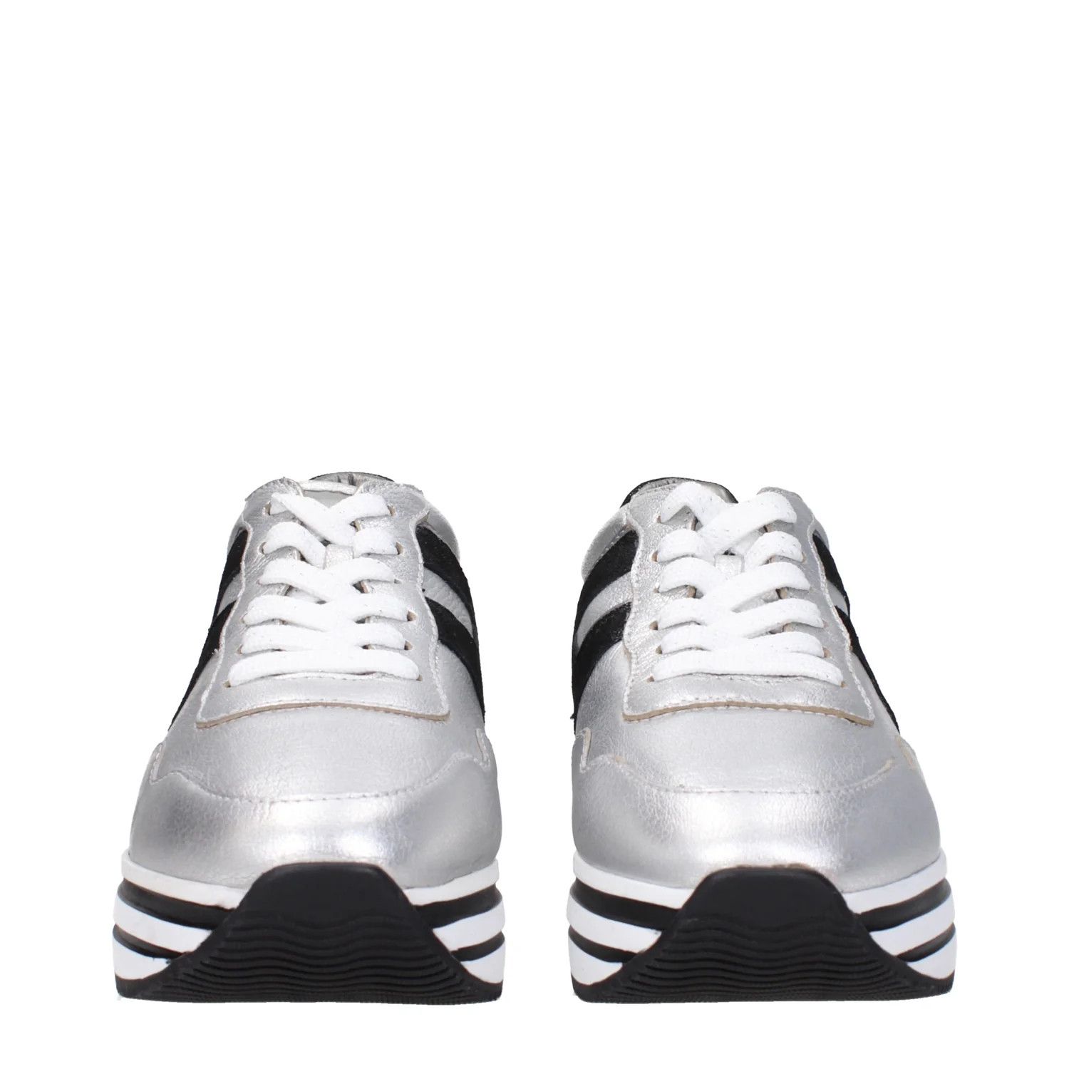 Hogan ob1o1e1124 Leather Sneakers in Silver Black Size US 9.5 / IT 39.5 - 3 Thumbnail