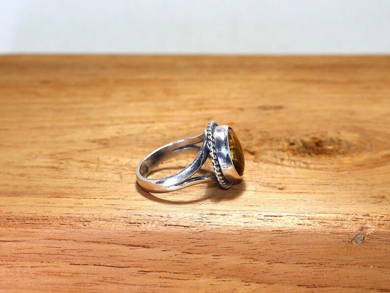 Handmade Handmade Tiger Eye Ring: Sterling Silver Promise Ring, Gift Size ONE SIZE - 5 Thumbnail
