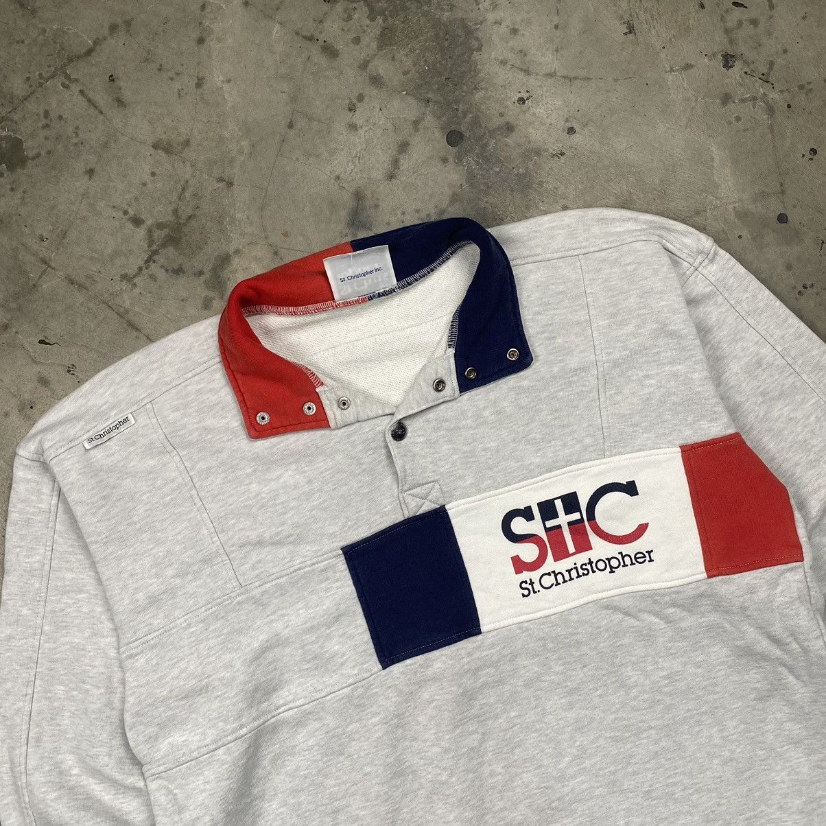 Japanese Brand × Vintage St Christopher Halfbutton Sweatshirt Size US M / EU 48-50 / 2 - 2 Thumbnail