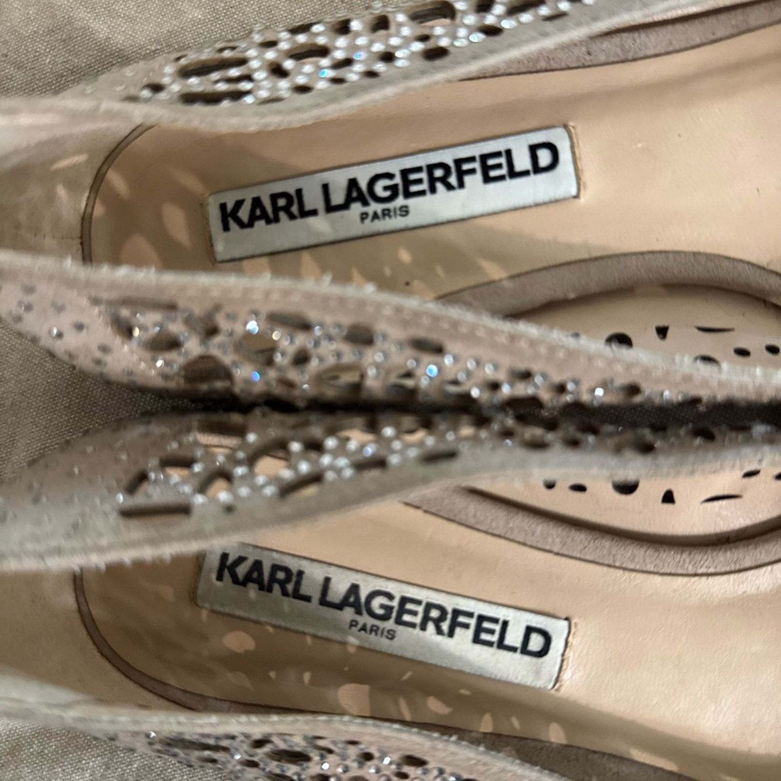 Karl Lagerfeld KARL LAGERFELD Paris: The Nina Diamond Studded Slip-On Flats Size US 7 / IT 37 - 3 Thumbnail