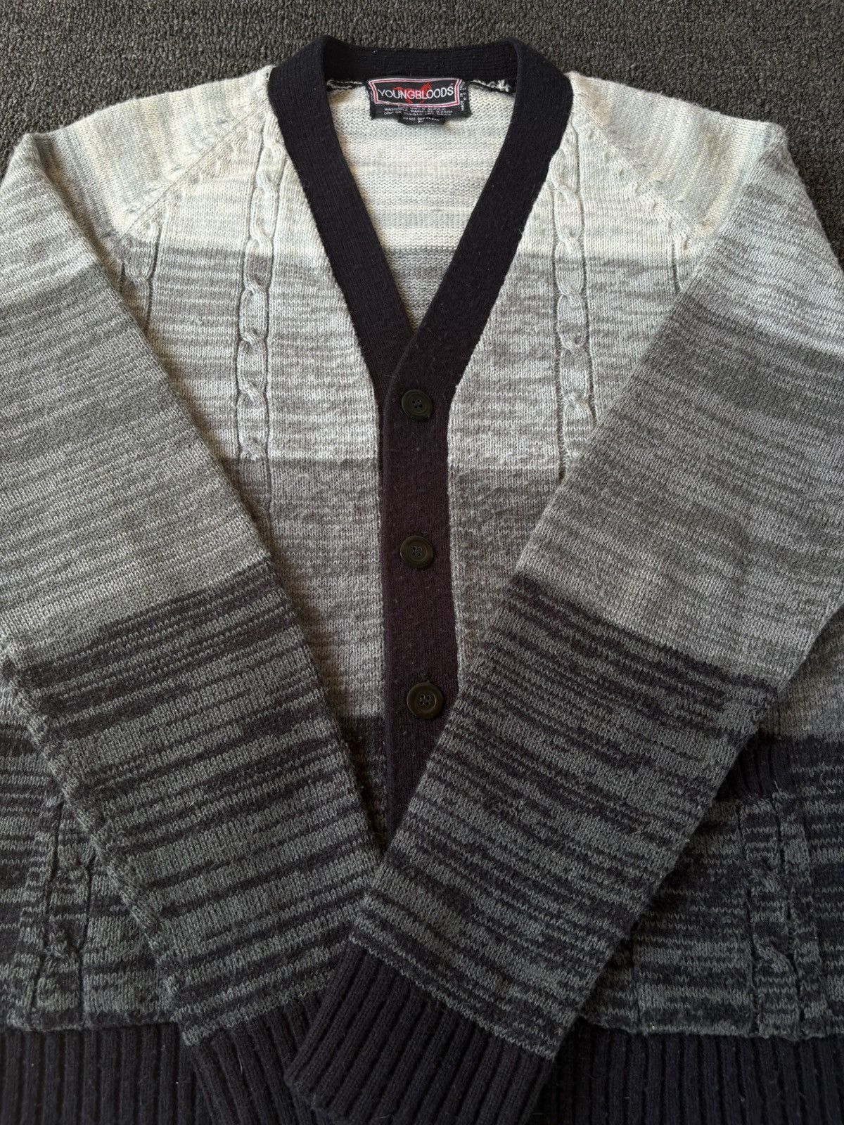 Other Vintage Youngbloods Ombre Grandpa Cardigan Grey Cable Knit L Size US L / EU 52-54 / 3 - 2 Thumbnail