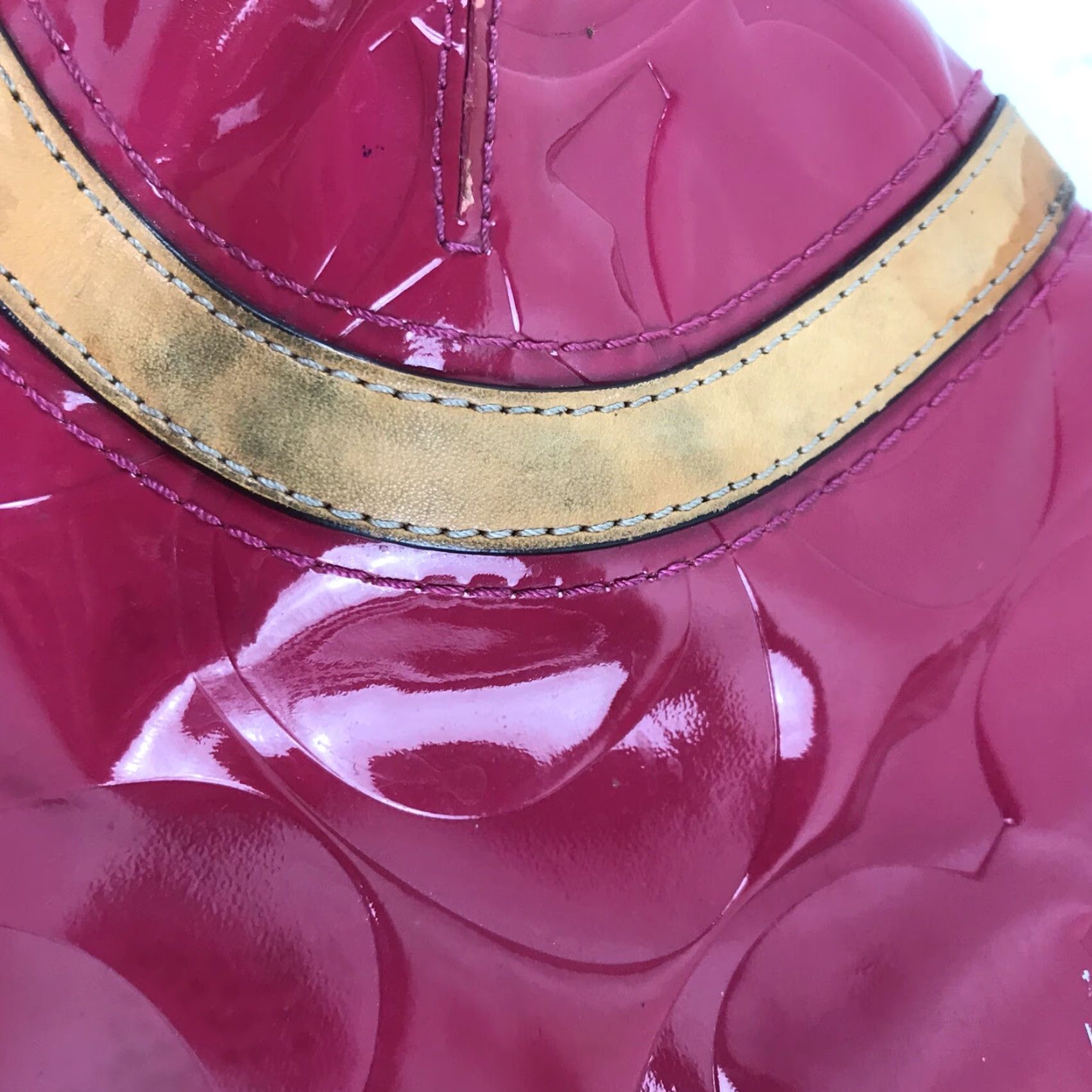 Coach Coach Pink Glossy Patent Leather Large Shoulder Bag Size ONE SIZE - 4 Thumbnail