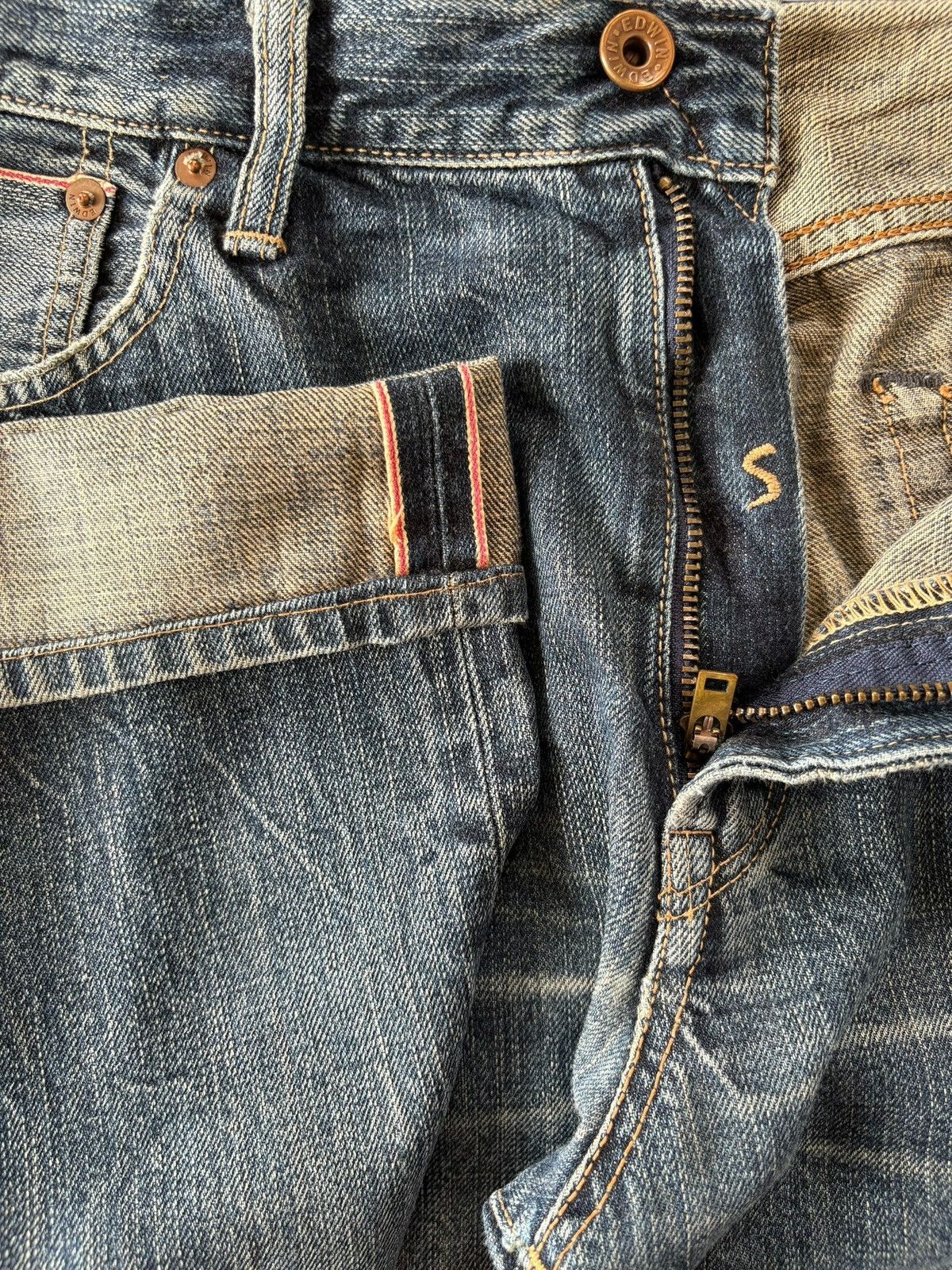 Edwin Vintage Edwin 505 Selvedge Distressed Baggy Jeans Size US 34 / EU 50 - 9 Thumbnail