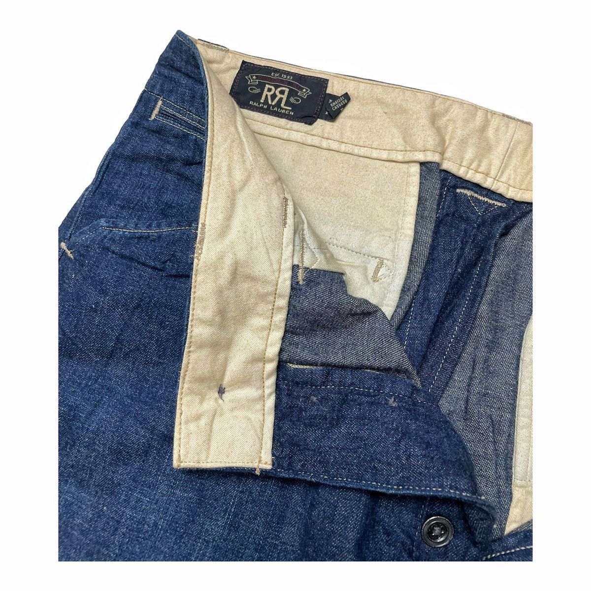 Polo Ralph Lauren × RRL Ralph Lauren × Ralph Lauren Double RL RRL Denim Indigo Linen Cotton Blend Trousers pants Size US 31 - 8 Thumbnail