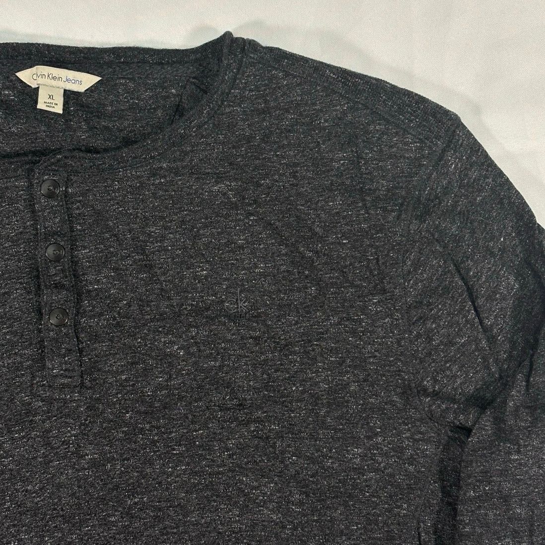 Calvin Klein Calvin Klein Jeans XL Charcoal Grey Henley Shirt Long Sleeve Size US XL / EU 56 / 4 - 7 Thumbnail