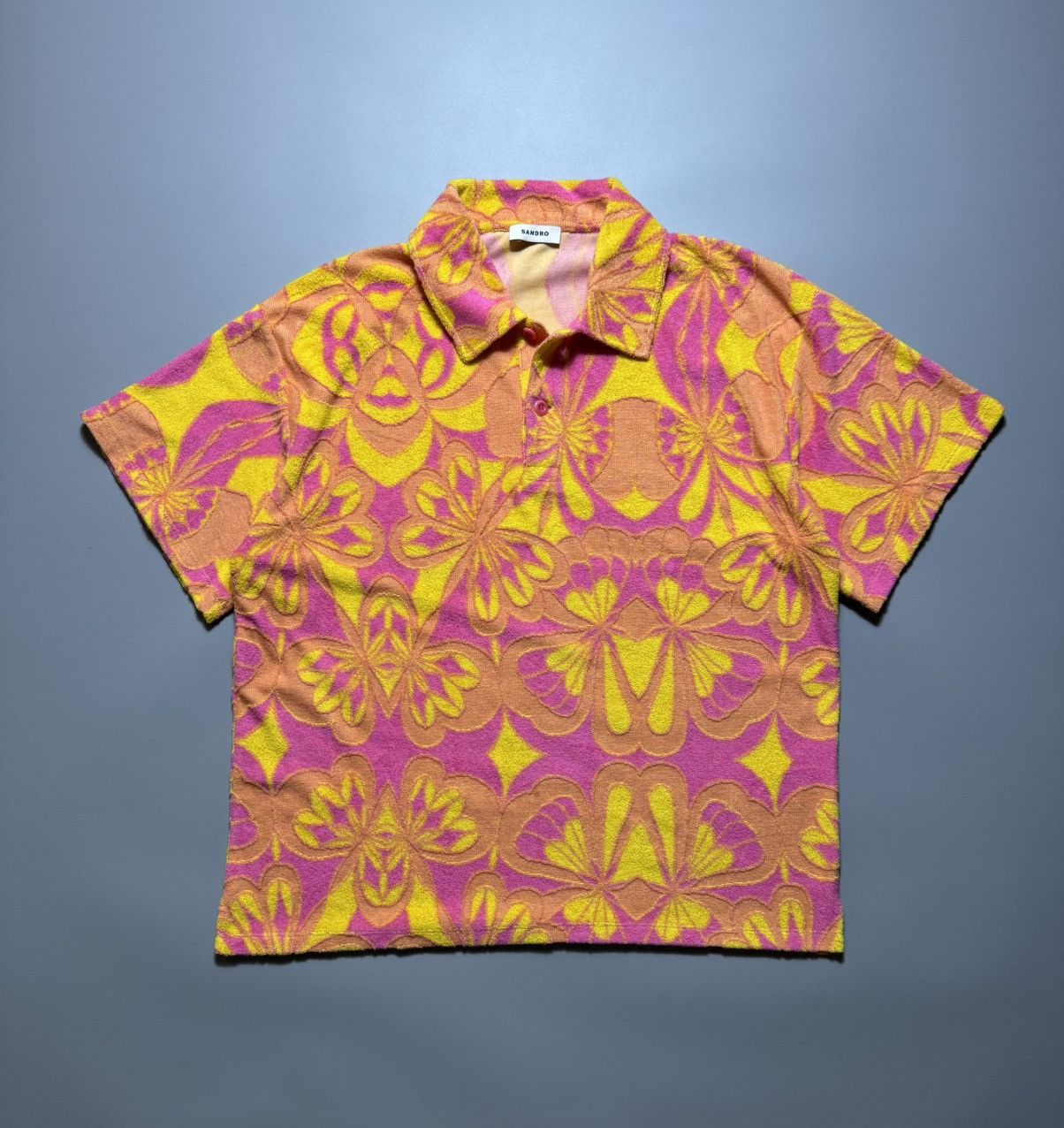 Sandro Sandro - Psychedelic print Terry Polo shirt Size US M / EU 48-50 / 2 - 1 Thumbnail