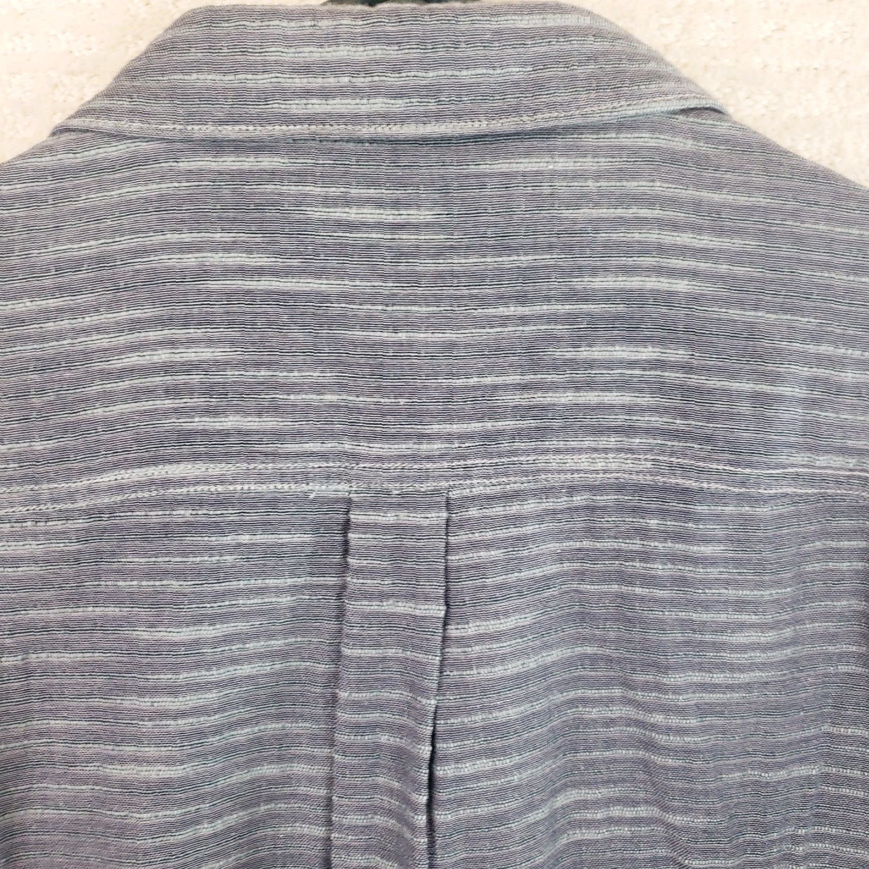 Carbon2Cobalt Carbon 2 Cobalt Shirt Men's XL Blue Green Horizontal Wave Striped Button Up Long Sleeve 100% Cotton Modern Western Business Casual Size US XL / EU 56 / 4 - 7 Thumbnail