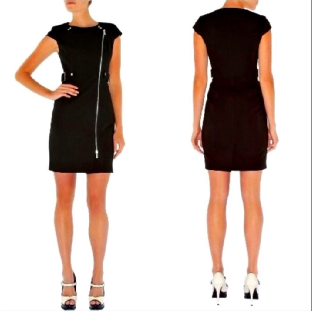 Karen Millen Karen Millen Black Sheath Moto Pencil Dress Silver Offset Zi Size M / US 6-8 / IT 42-44 - 1 Thumbnail