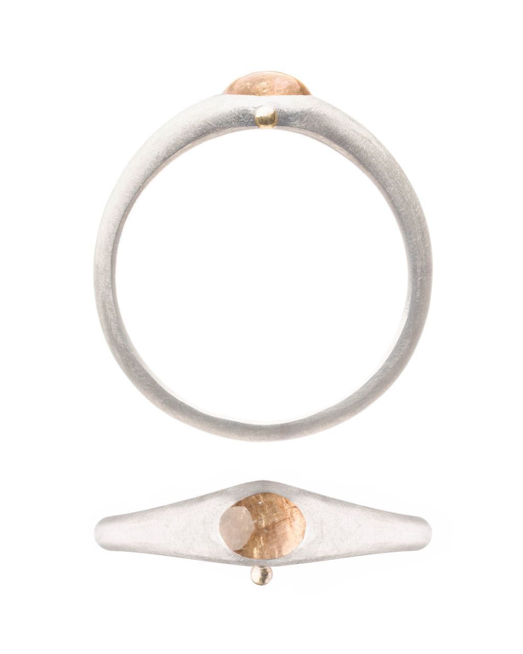 Other KAI / Silver Peach Tourmaline Ring - Hand-Cut Cabochon Size ONE SIZE - 3 Thumbnail