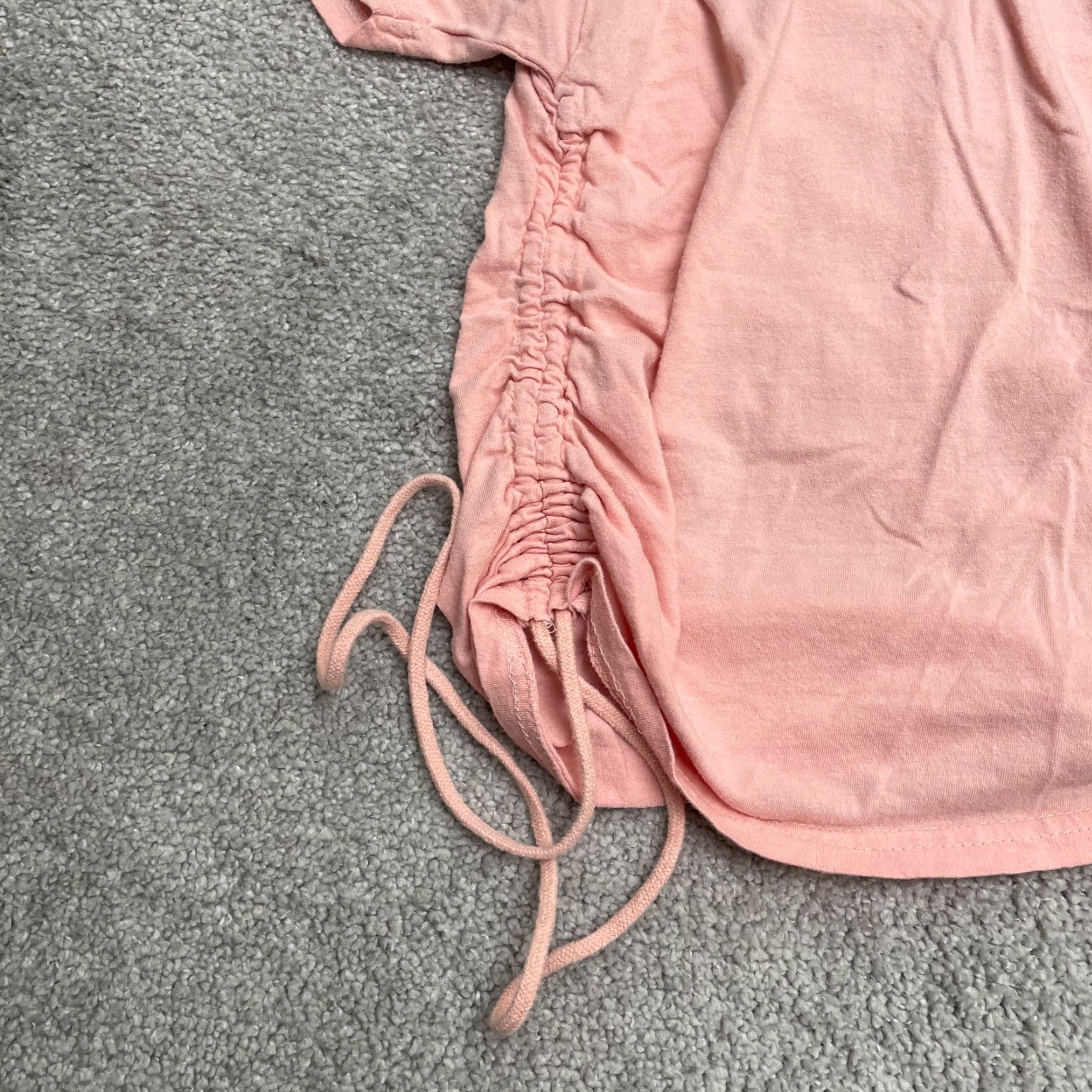 Pinko Onfire Ruched Backless Top Juniors Medium Pink Cotton Crew Neck Short Sleeve Size M / US 6-8 / IT 42-44 - 4 Thumbnail