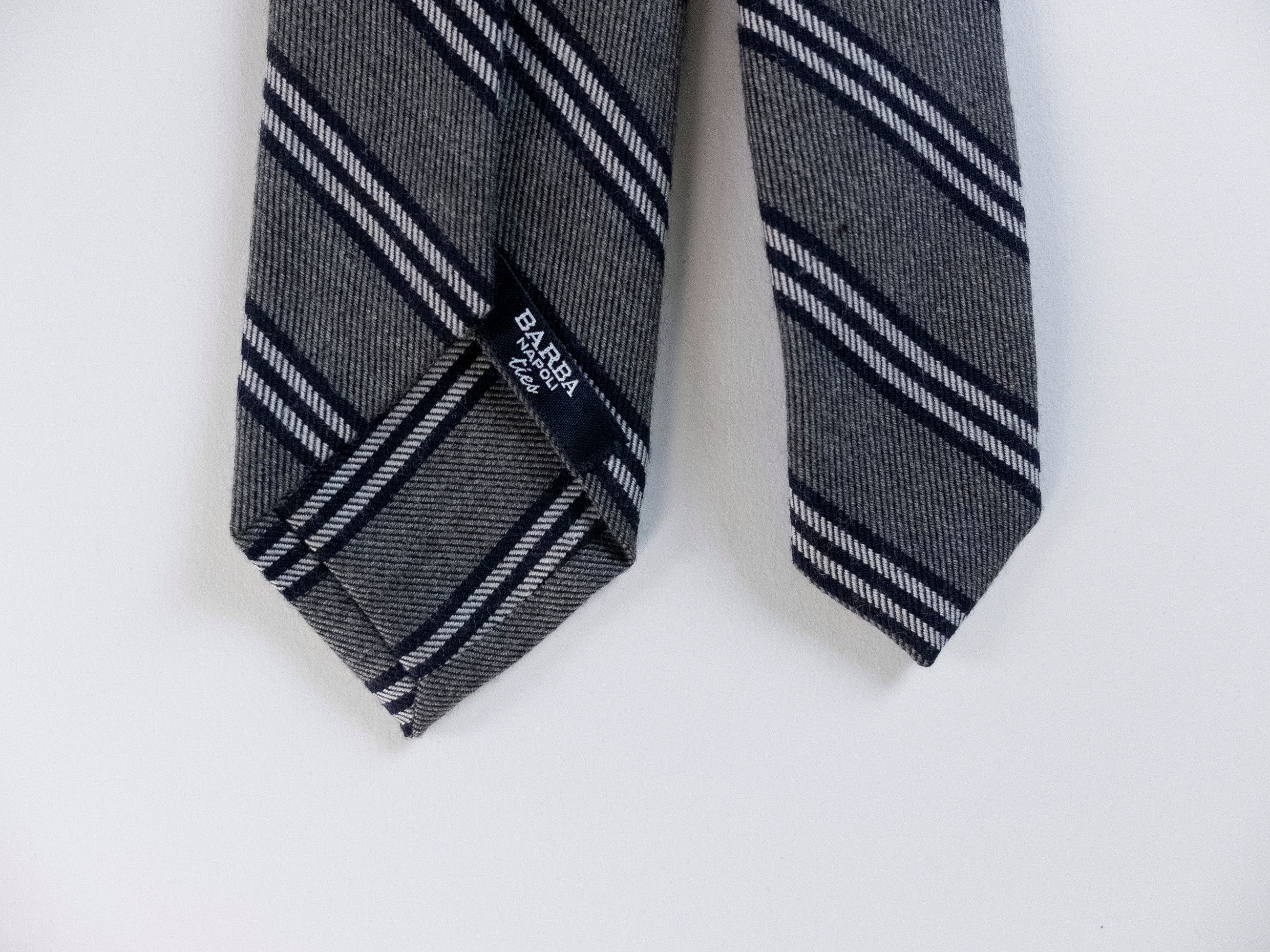 Barba Napoli BARBA Napoli gray striped wool silk blend tie authentic Size ONE SIZE - 3 Thumbnail