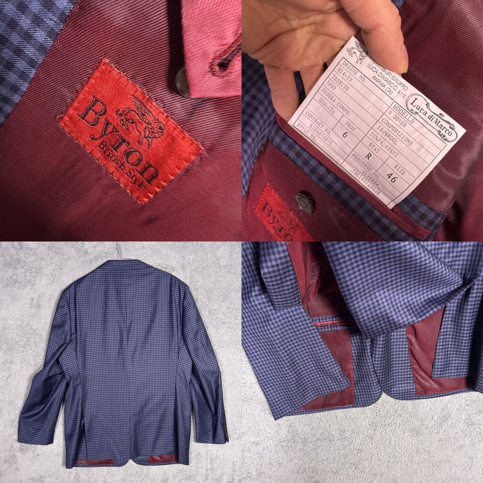 Vintage Byron Sport Coat Mens 46R Luca Di Marco Plaid Check Dover Suit Jacket Blazer Size 46R - 8 Thumbnail