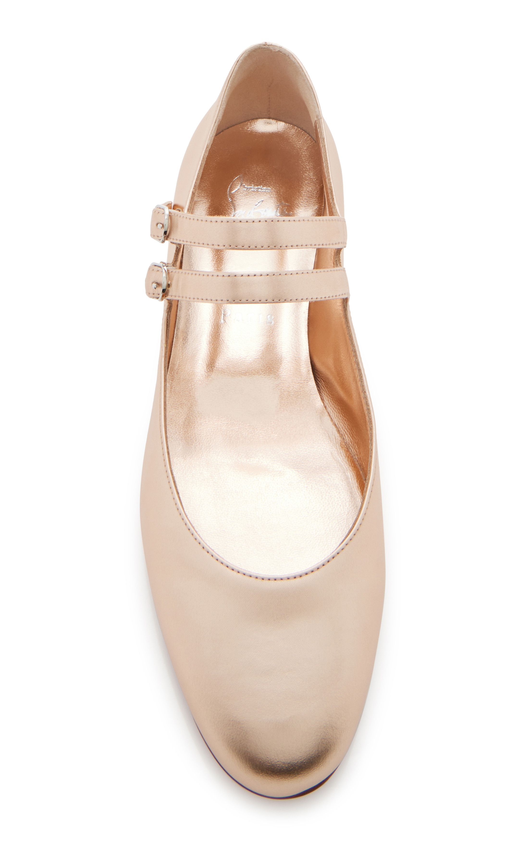 Christian Louboutin o1s1wg110225 Metallic Leather Flats in Leche Size US 8 / IT 38 - 3 Thumbnail