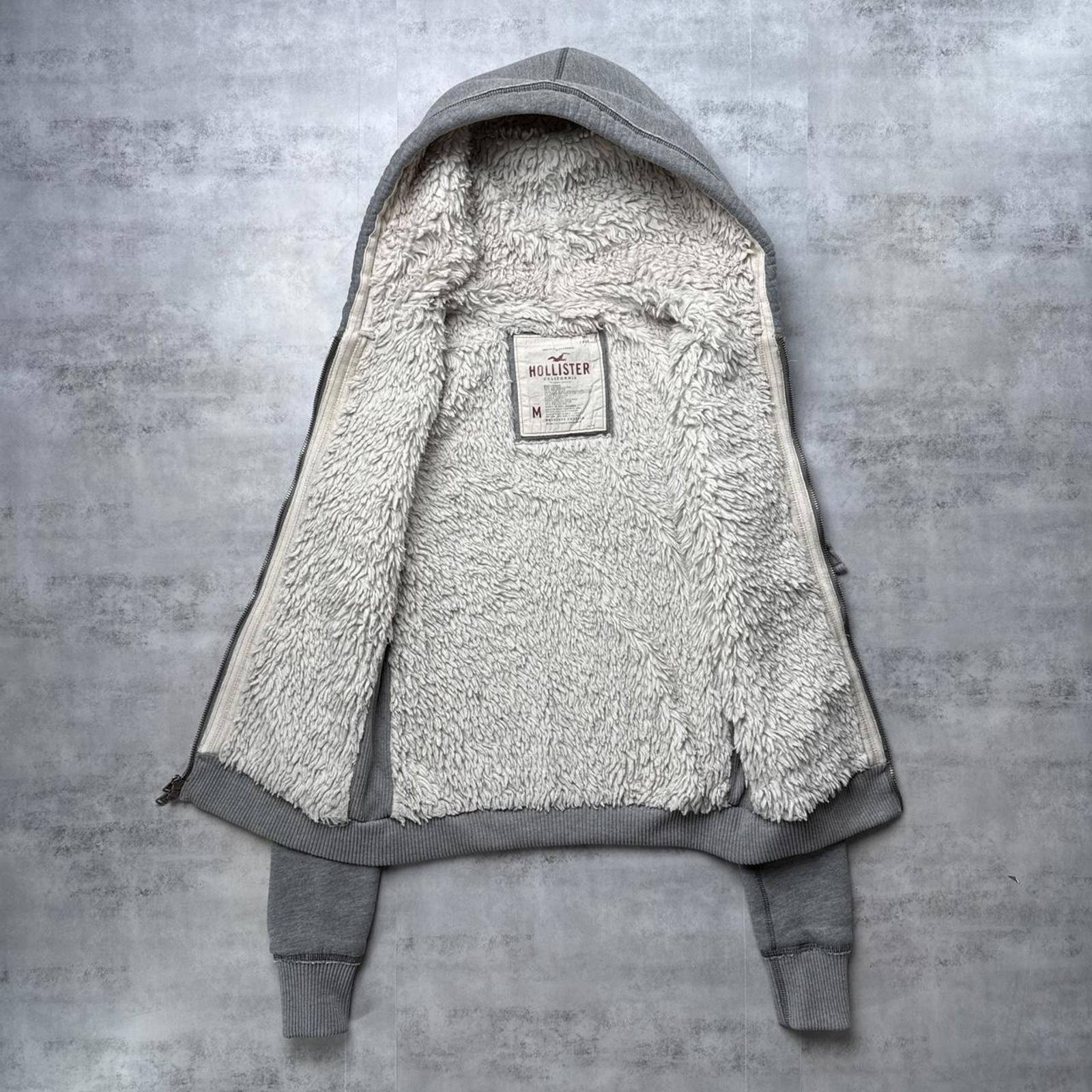 Other Y2K Hollister Gray Sherpa Lined Zip Up Hoodie Jacket Size M / US 6-8 / IT 42-44 - 7 Thumbnail