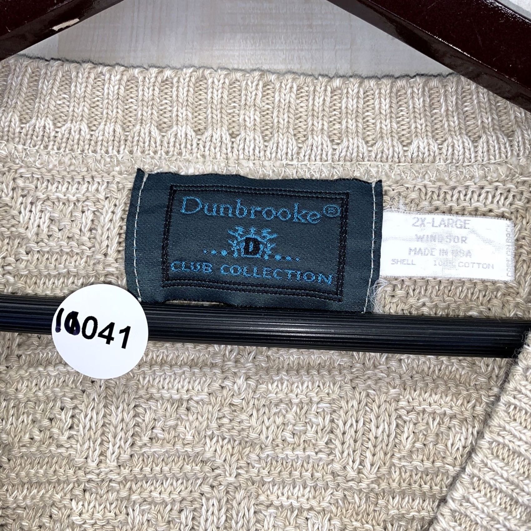Dunbrooke VINTAGE Dunbrooke Club Collection CAT Catapillar Mens V-Neck Sweater Vest 2XL Beige Cotton Knit Cable-Knit Logo Embroidered Size US XXL / EU 58 / 5 - 2 Thumbnail