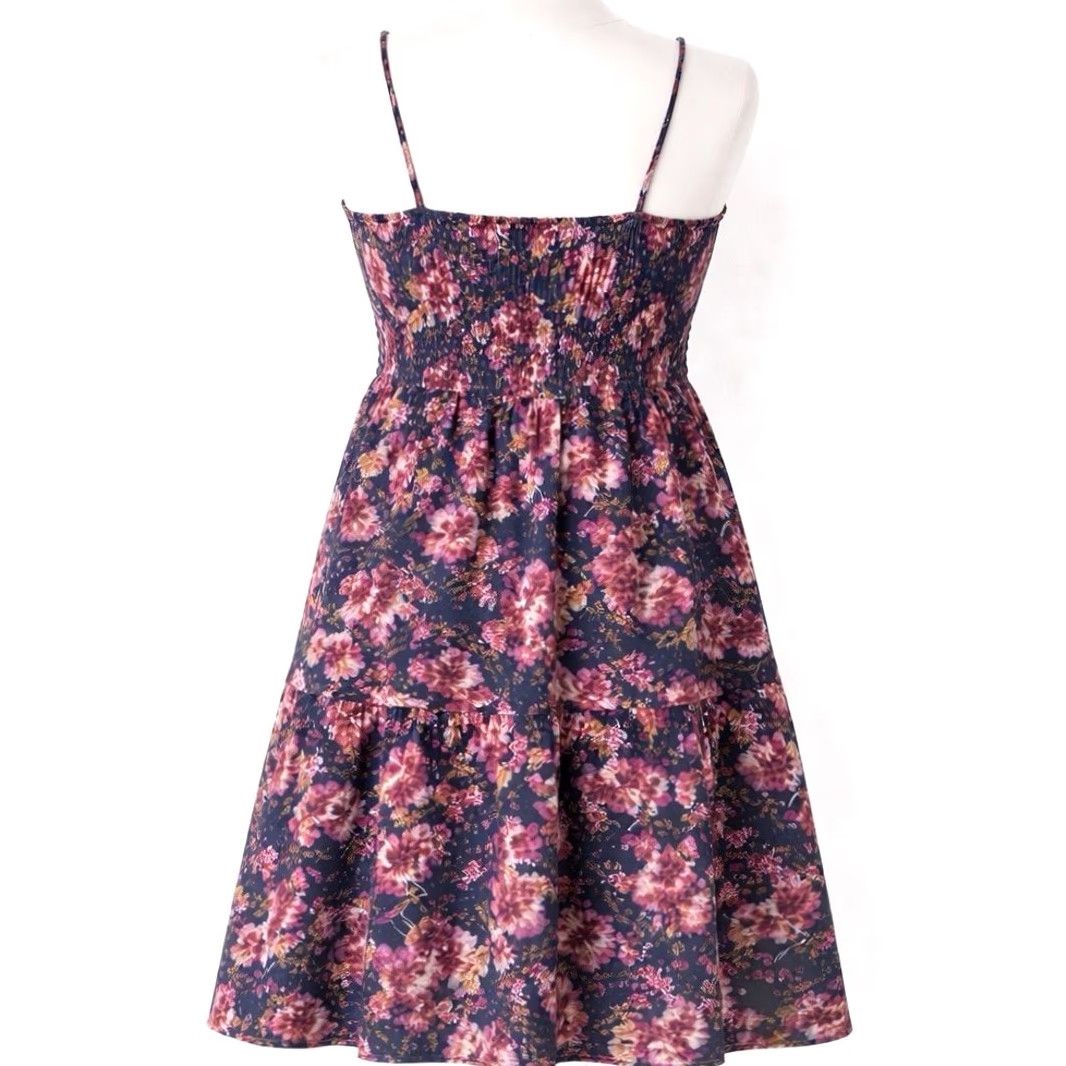 Old Navy Old Navy Midi Dress Women's Size Large Blue Floral Linen Tiered Sundress Bohemian 90s Fashion Size L / US 10 / IT 46 - 2 Thumbnail