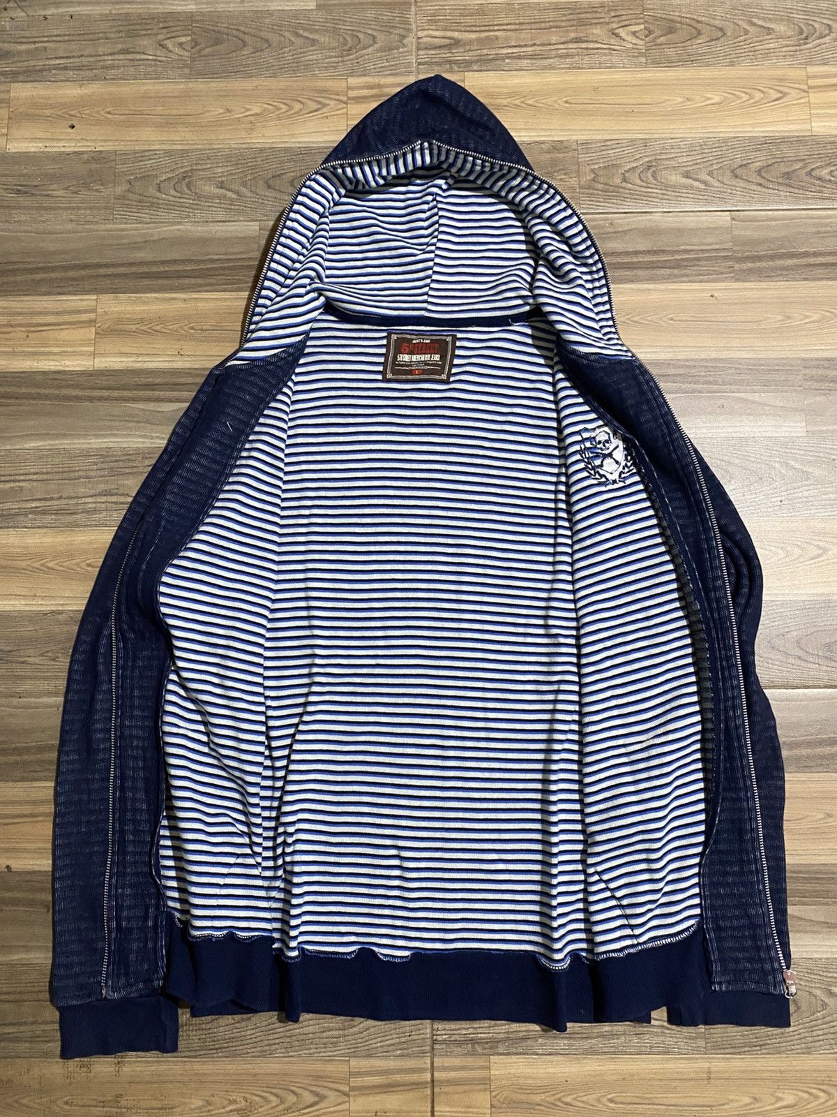If Six Was Nine × Japanese Brand × Le Grande Bleu (L.G.B.) SKULL 5TH STREET AMERICAN BLUE JEANS FULL ZIPPER HOODIES Size US L / EU 52-54 / 3 - 4 Thumbnail