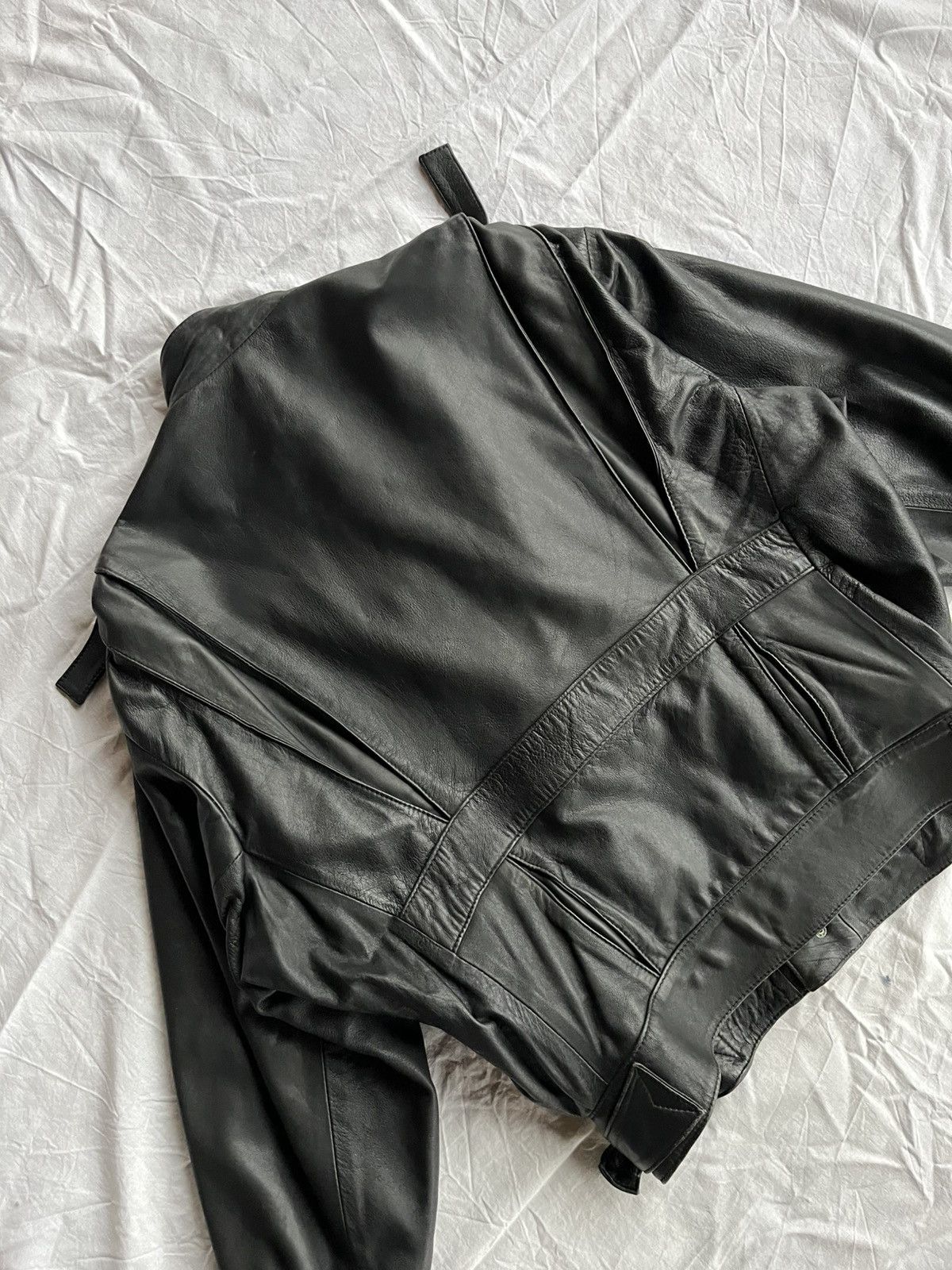 Japanese Brand Vintage Black Leather Batwing Jacket 90s Statement Size US M / EU 48-50 / 2 - 9 Thumbnail