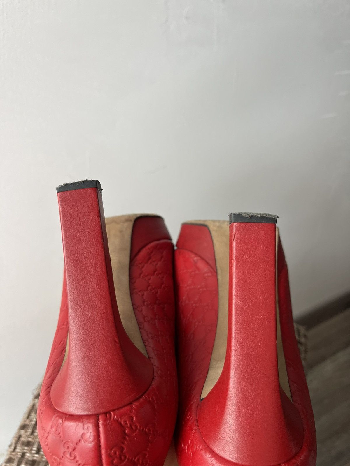 Gucci Authentic GUCCI Red Guccissima Leather Heels Pumps Size 37.5 Size US 7.5 / IT 37.5 - 11 Thumbnail