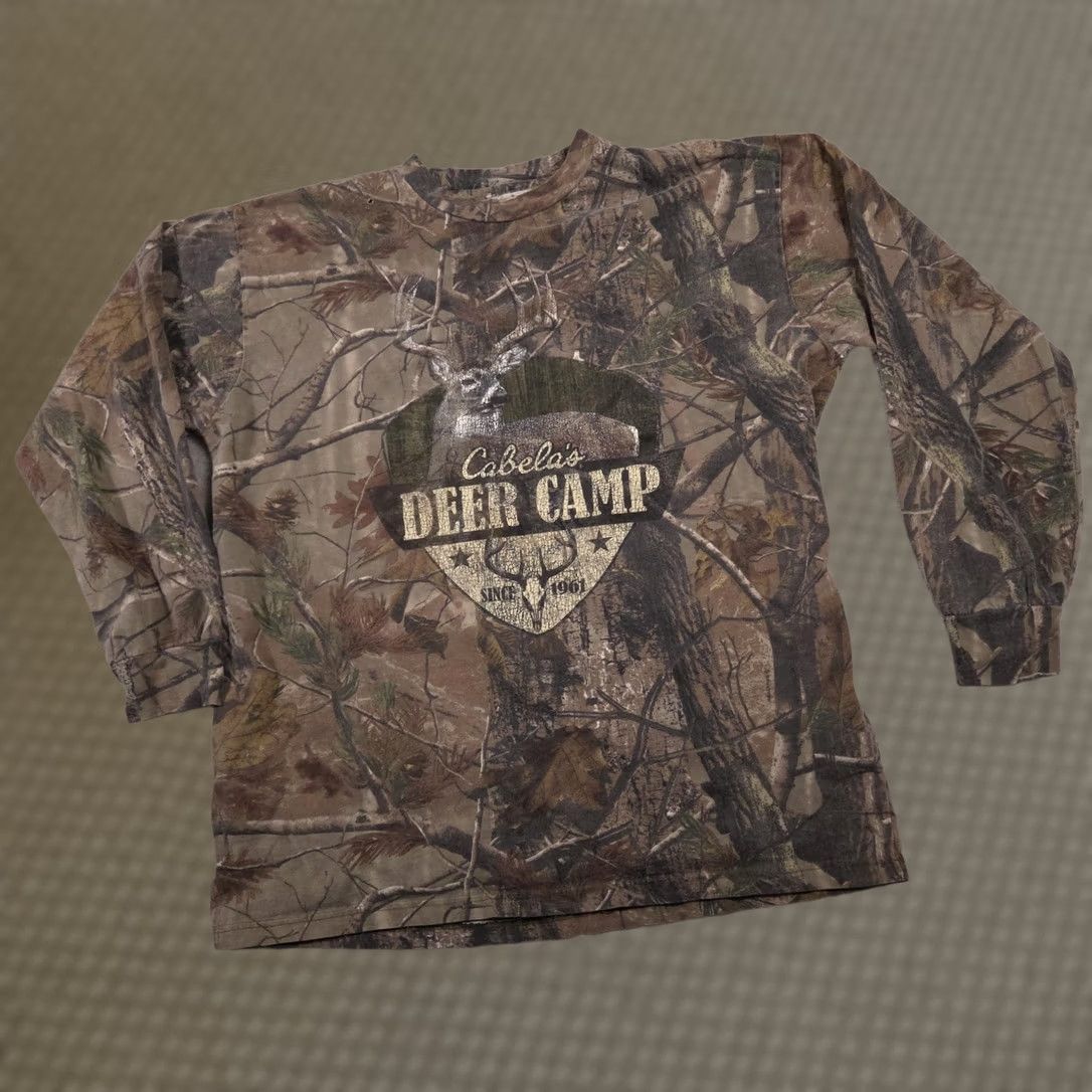 Vintage VINTAGE Cabela's Deer Camp Shirt Mens 1X Camouflage Long Sleeve Hunting Buck Graphic Outdoors Cotton Crew Neck Size US XL / EU 56 / 4 - 1 Thumbnail
