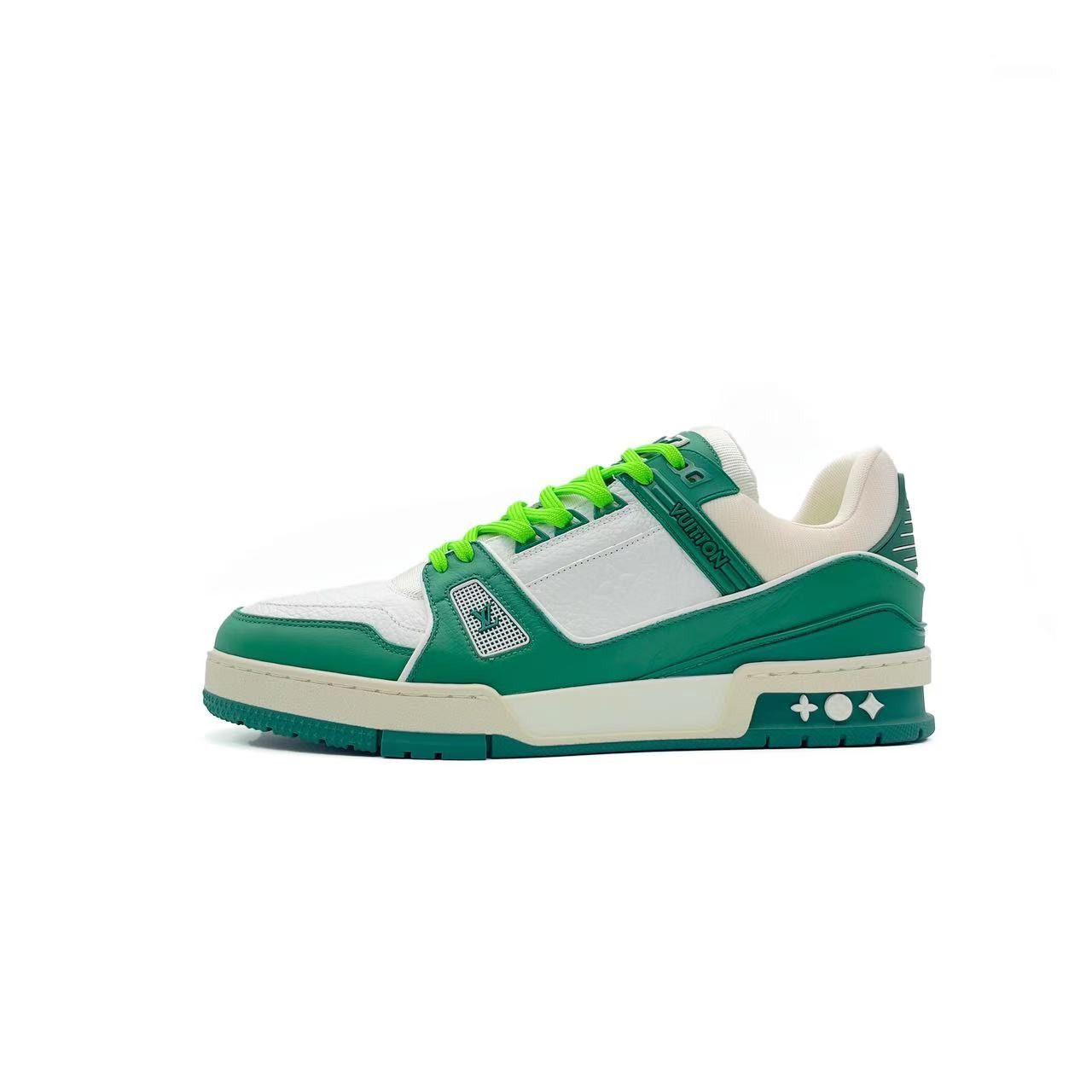 Louis Vuitton Louis Vuitton Green & White Leather Trainer Sneakers Size US 9 / IT 39 - 1 Thumbnail