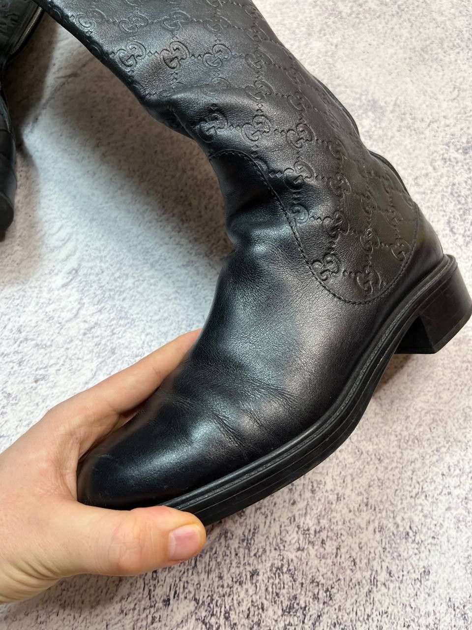 Gucci Gucci Maud Nero Guccissima Leather Knee-High Riding Boots Size US 8 / IT 38 - 12 Thumbnail