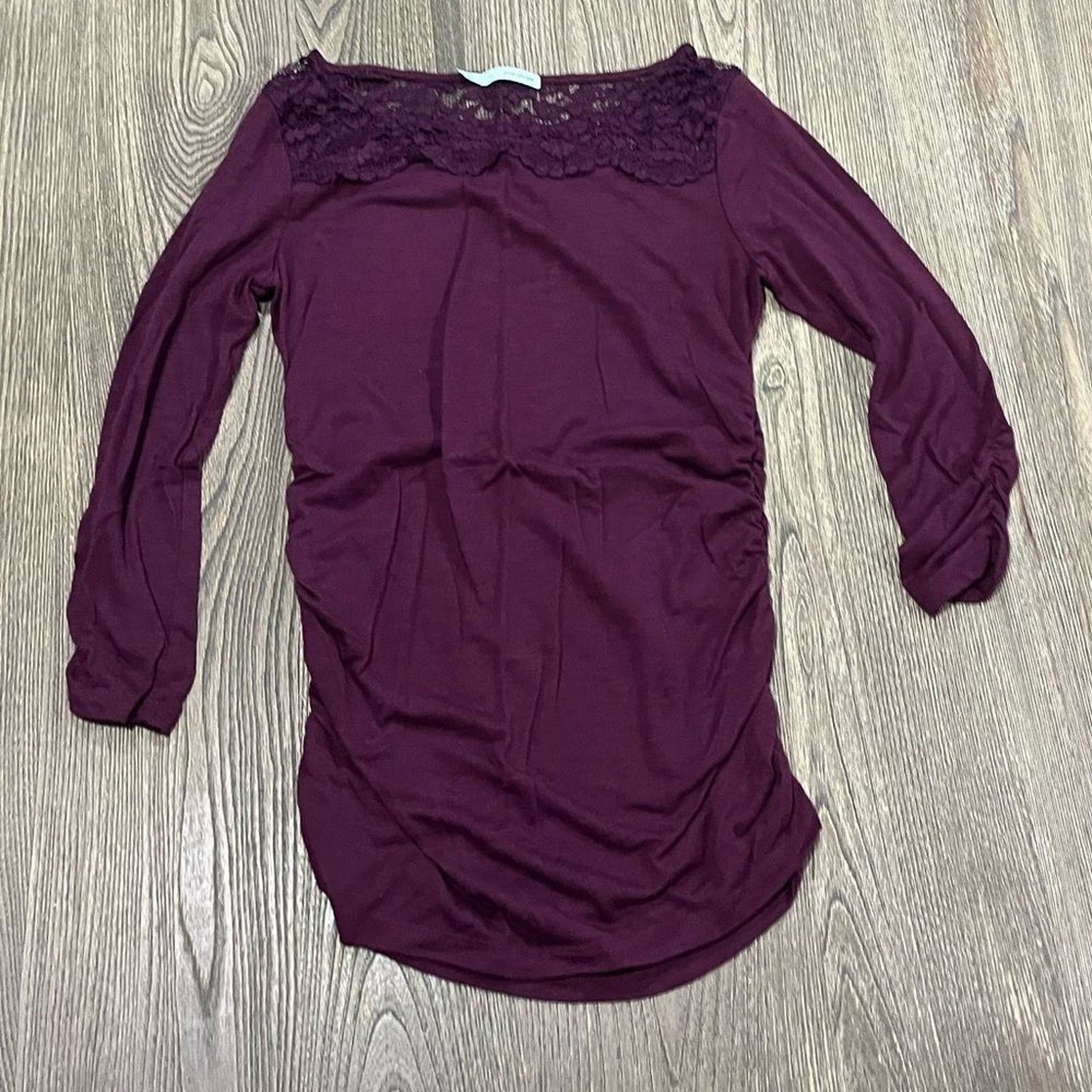 Vintage Maurices Lace Yoke Blouse Ruched Long Sleeve Boat Neck Sz M Size M / US 6-8 / IT 42-44 - 1 Thumbnail