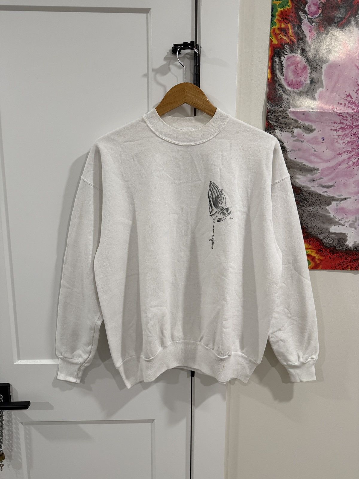 Homies Vintage 1998 Aztlan Graphics Praying Hands Cross Crewneck Size US L / EU 52-54 / 3 - 1 Thumbnail