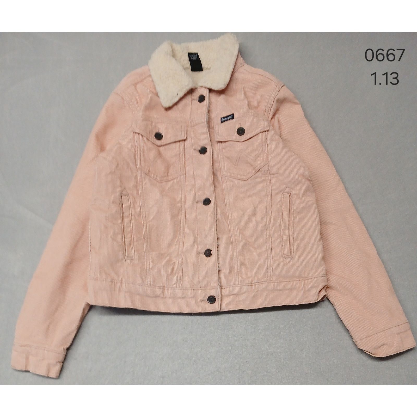Wrangler Wrangler (Small) Pink Corduroy Button Trucker Jacket Size S / US 4 / IT 40 - 1 Thumbnail
