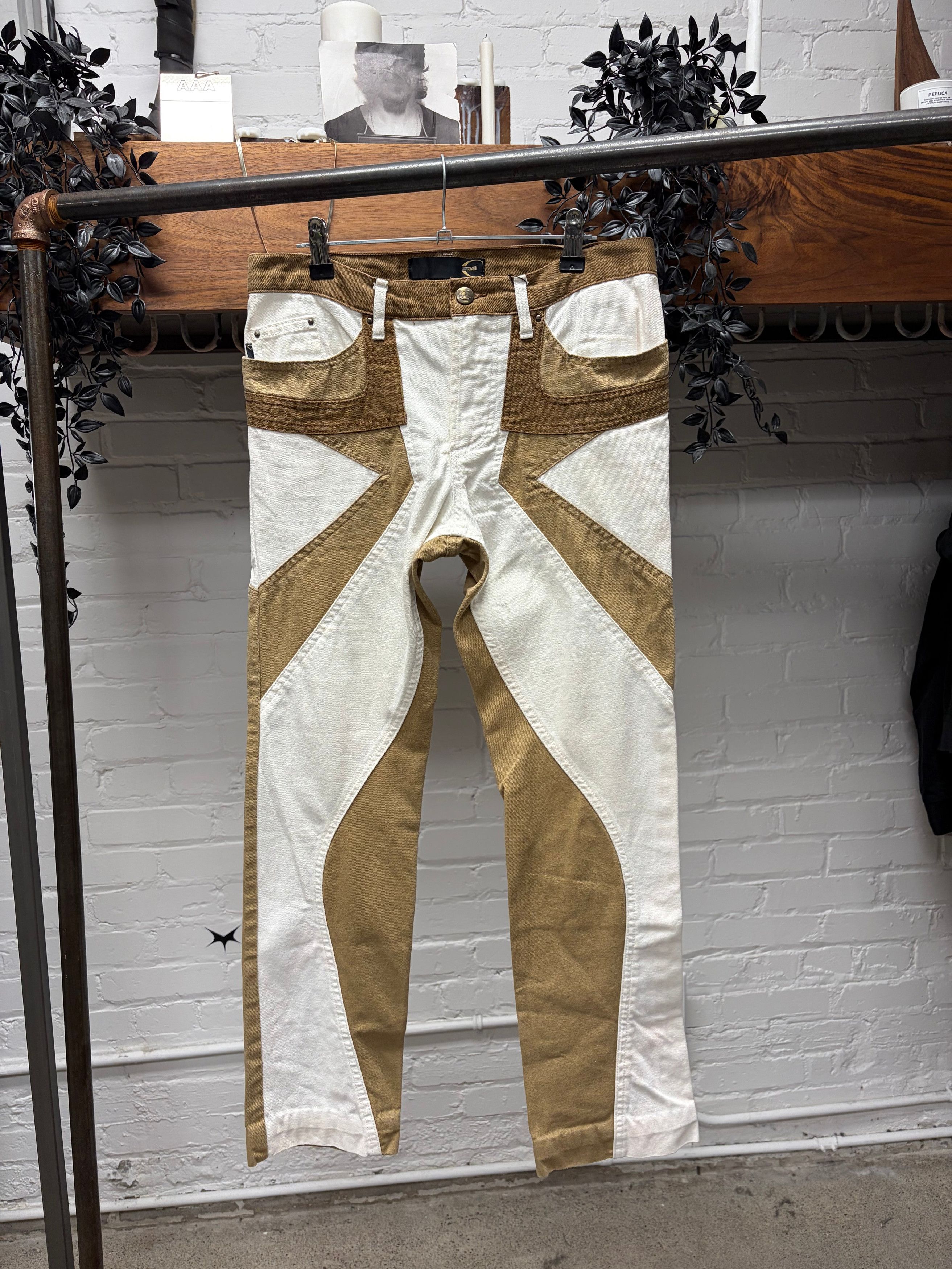 Roberto Cavalli SS2004 Roberto Cavalli Panelled Brown/White Skinny Denim Size 30" / US 8 / IT 44 - 1 Thumbnail