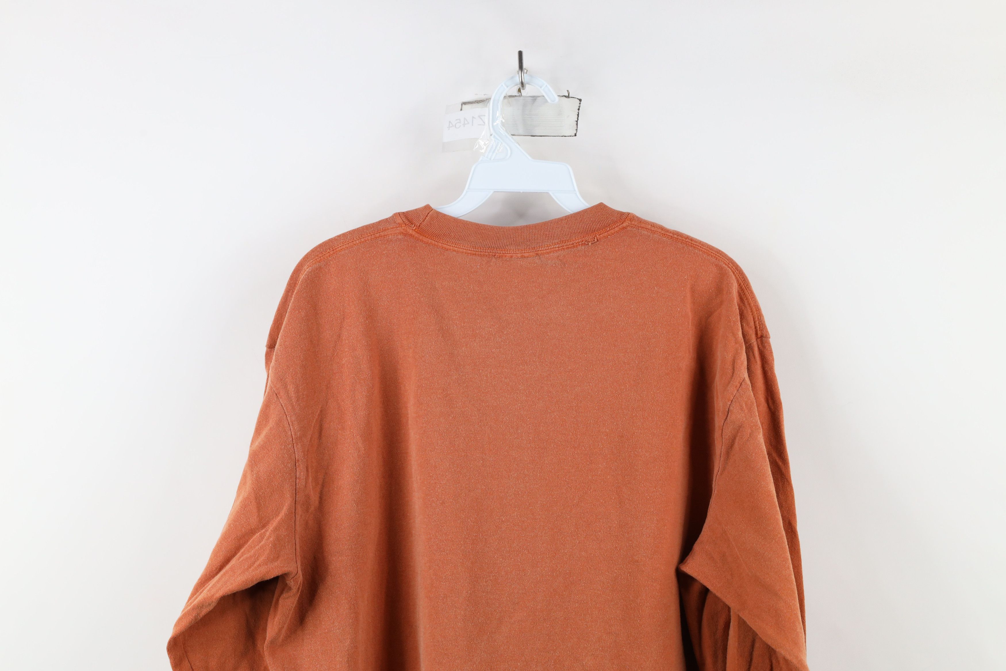Vintage Vintage 90s Streetwear Stonewash Long Sleeve T-Shirt Orange Size US L / EU 52-54 / 3 - 10 Thumbnail