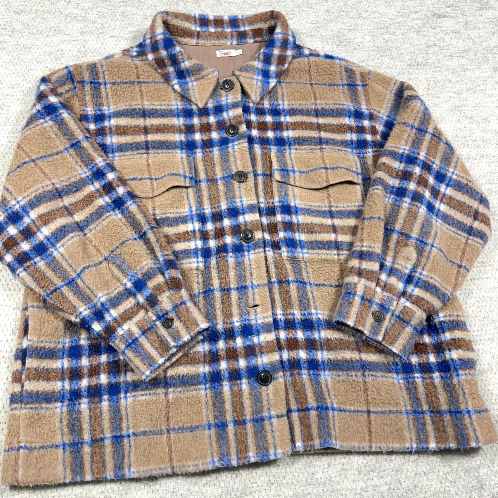 Faherty Faherty Jacket Women XL Brown Green Plaid Fleece Shacket Unlined Button Up Size XL / US 12-14 / IT 48-50 - 7 Thumbnail