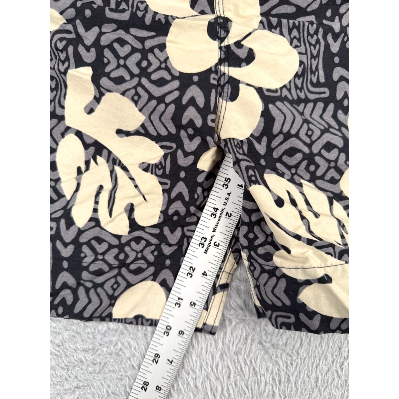 Vintage Sand N Sun Men Trunks XL Gray Beige Floral Hawaiian Lined Nylon Beach Swim Bottoms Size US 36 / EU 52 - 6 Thumbnail