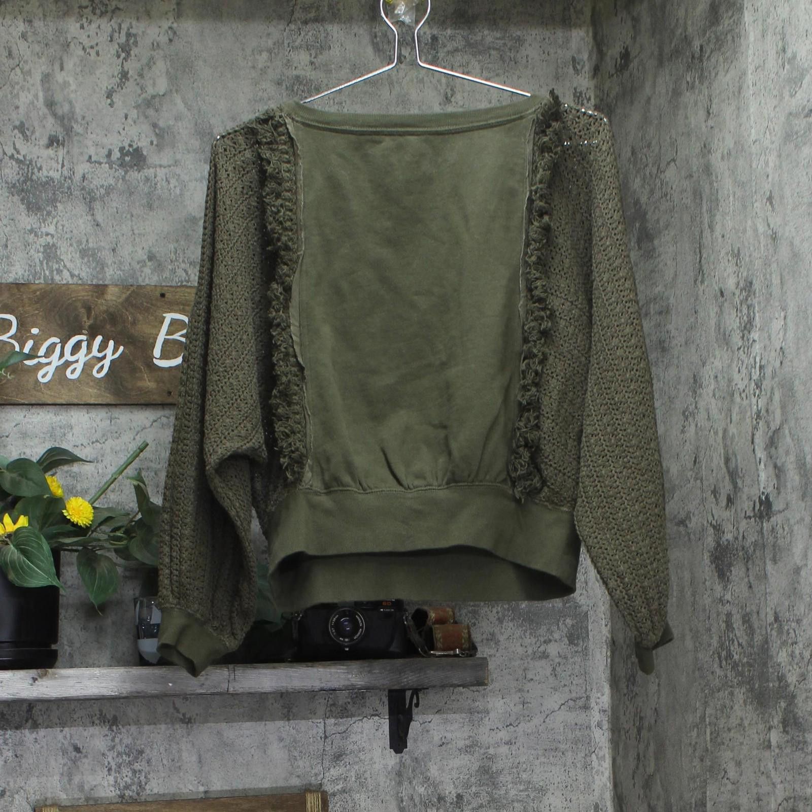 Free People Free People Cropped Sweater Cotton Dolman Sleeve Green Xs Size XS / US 0-2 / IT 36-38 - 2 Thumbnail