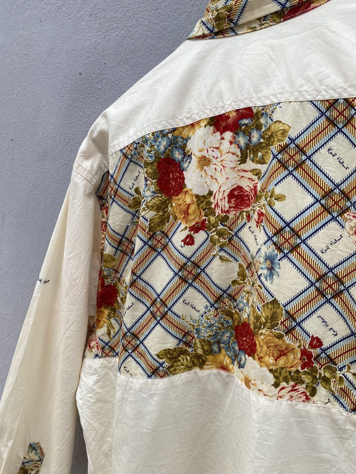 Japanese Brand 🔥RARE🔥 Karl Helmut Floral Patchwork Half Button Shirt Size US L / EU 52-54 / 3 - 13 Thumbnail