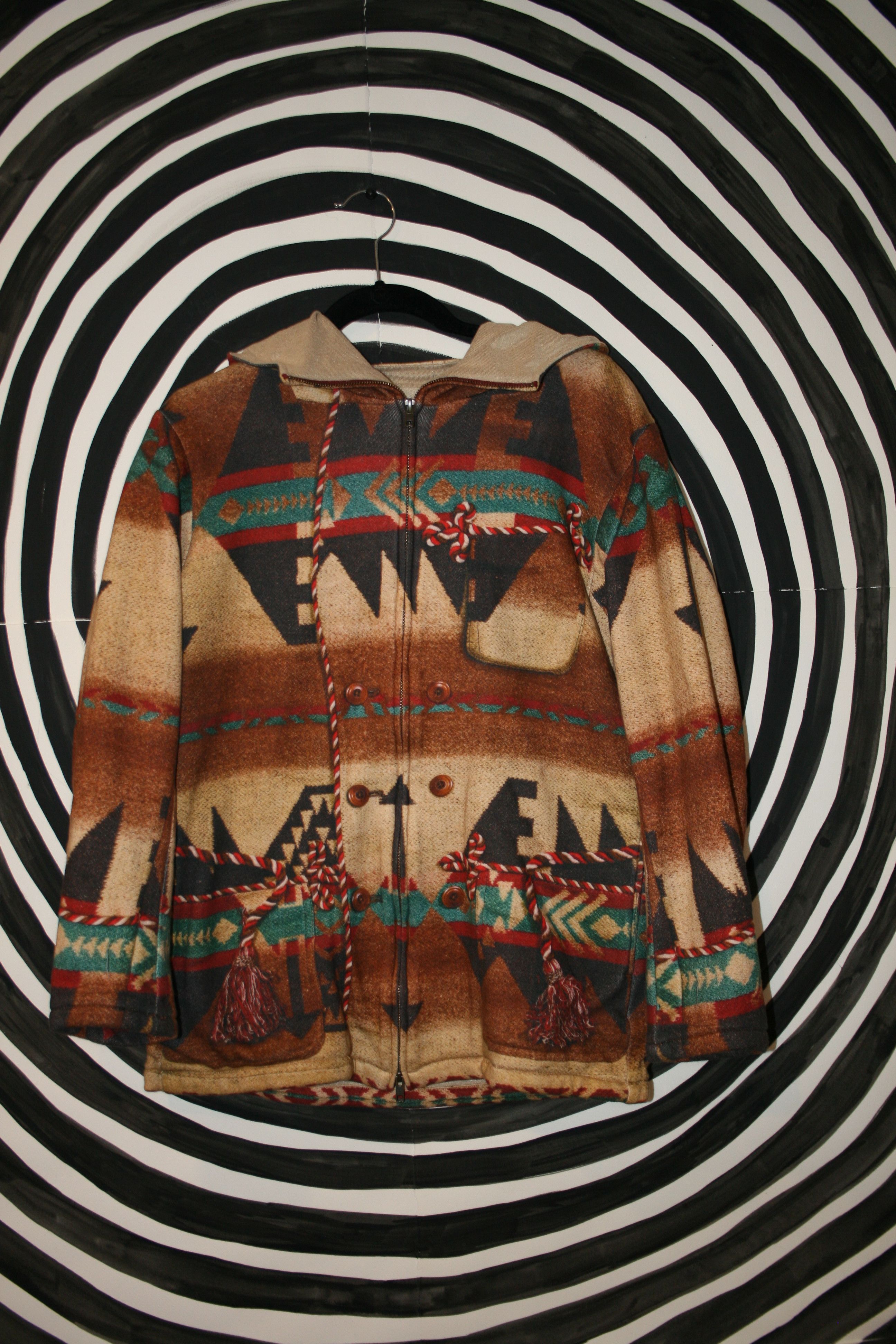 image of Talking About The Abstraction Indigenous Pattern Zip Up in Yellow, Men's (Size Medium)