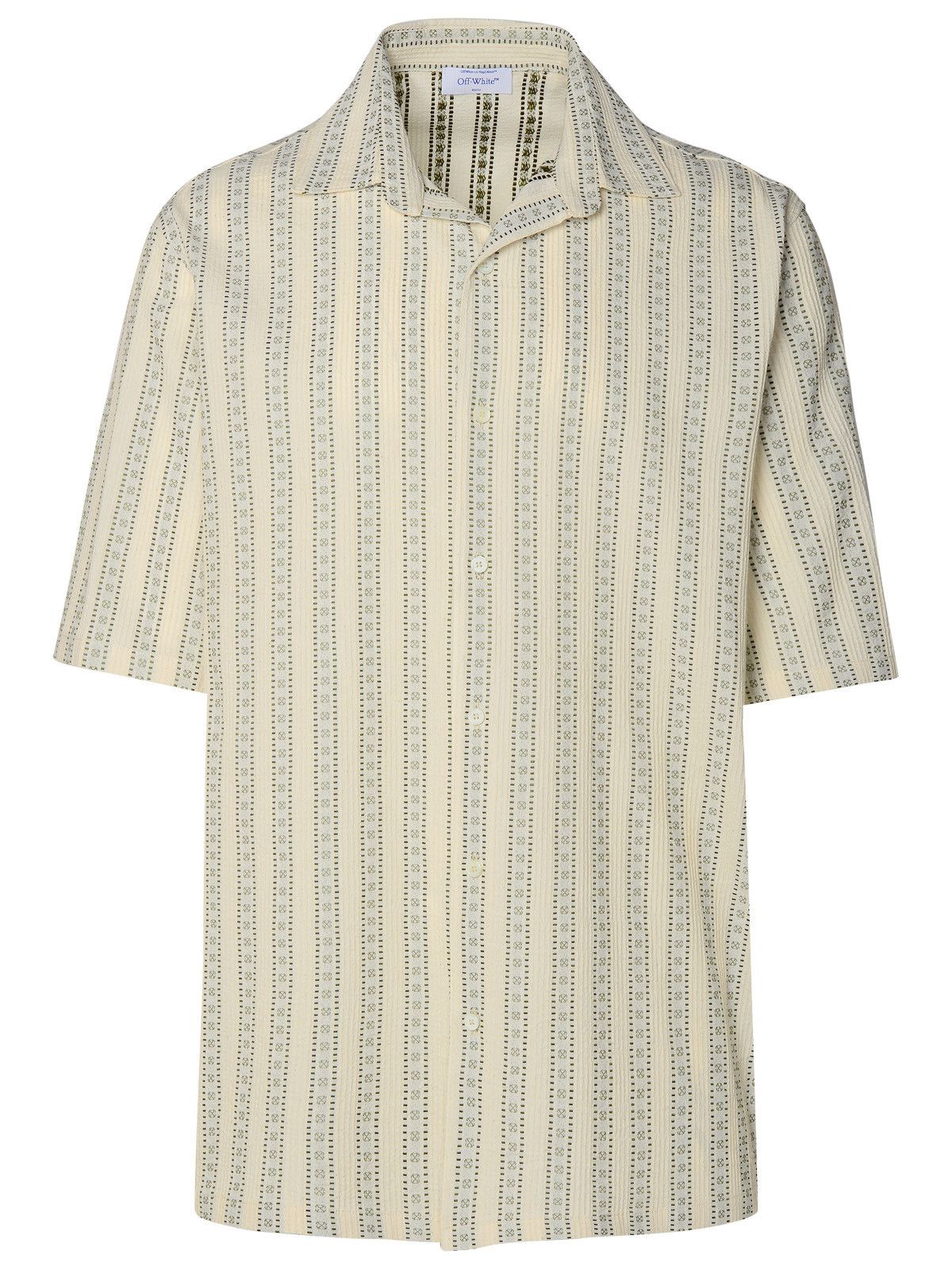 image of Off White Off-White Ivory Cotton Blend Shirt, Men's (Size Medium)