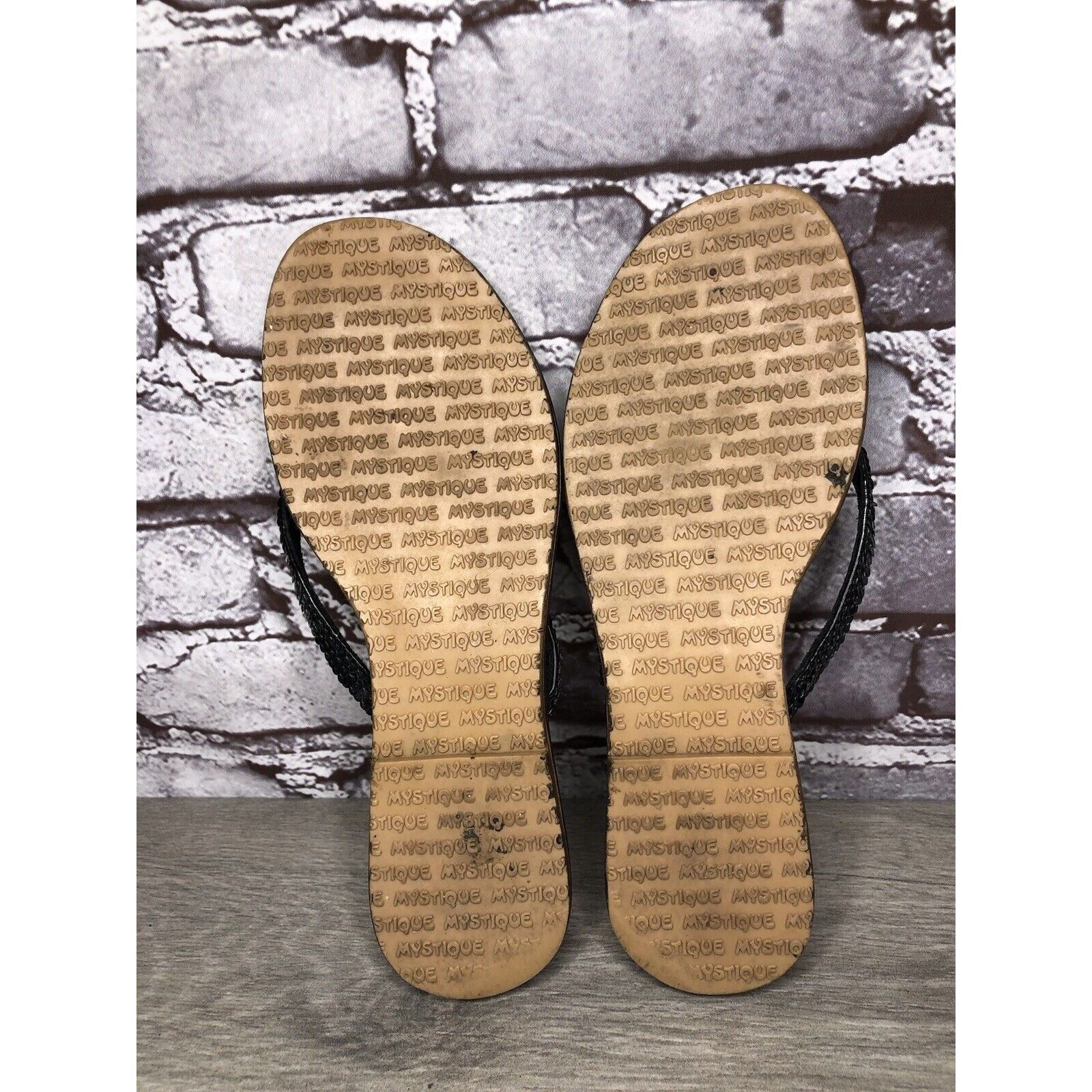 Other Mystique Black Leather Snake Skin Thong Flip Flops Sandals W Size US 9 / IT 39 - 9 Thumbnail