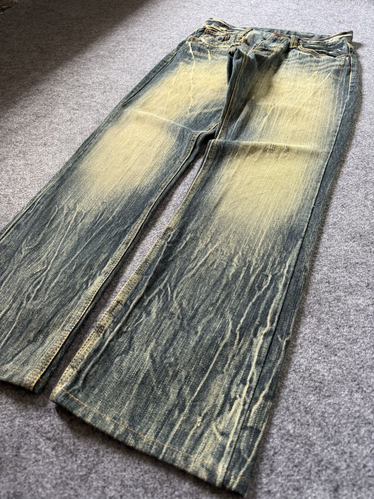 Japanese Brand Clone Devgru Japan Artisal Mud Wash Wrinkle Texture Jeans Size US 30 / EU 46 - 19 Thumbnail